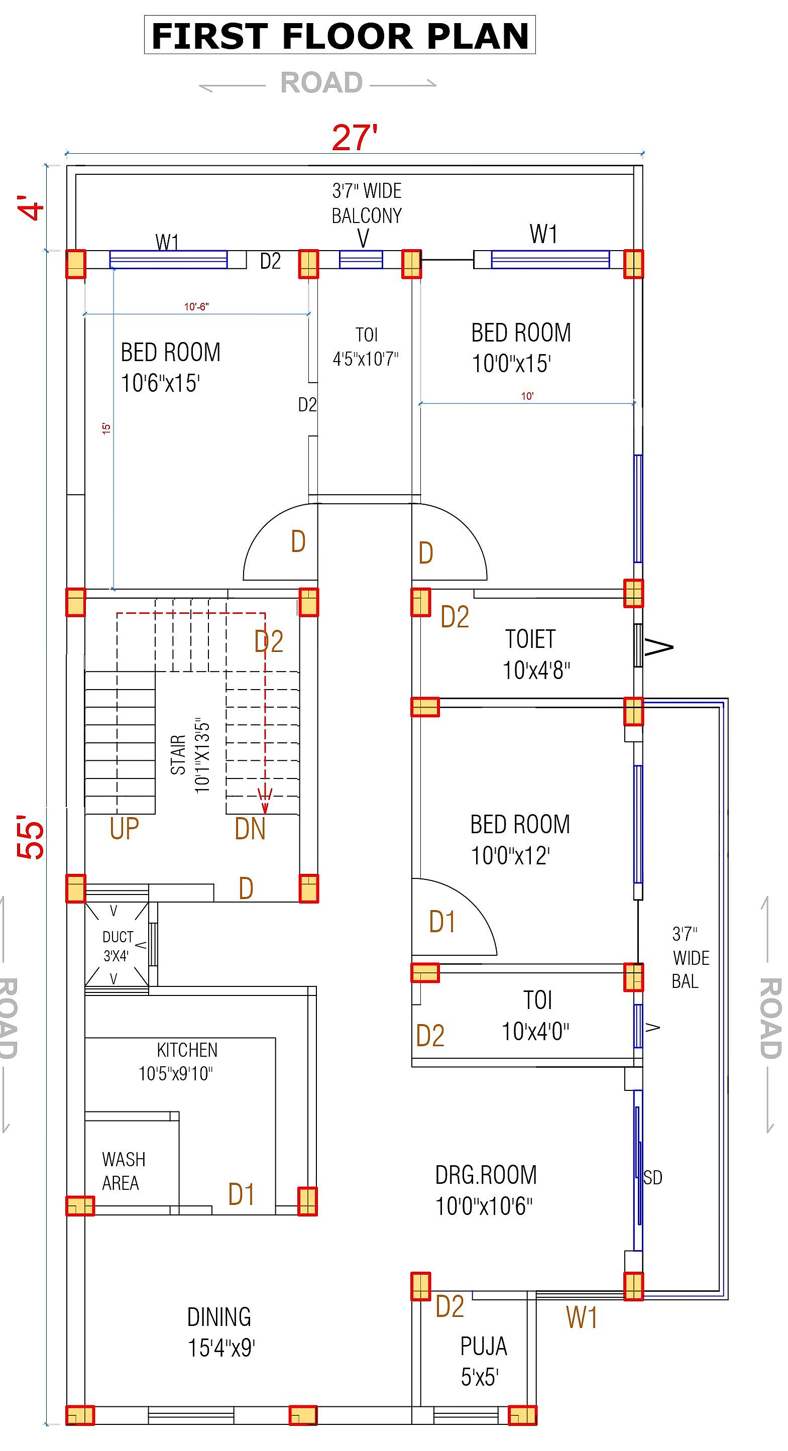 27X55 House Plan- 1485 sq ft Residential House Design at SadarMadhubani thumbnail 3 — Project ID 6611