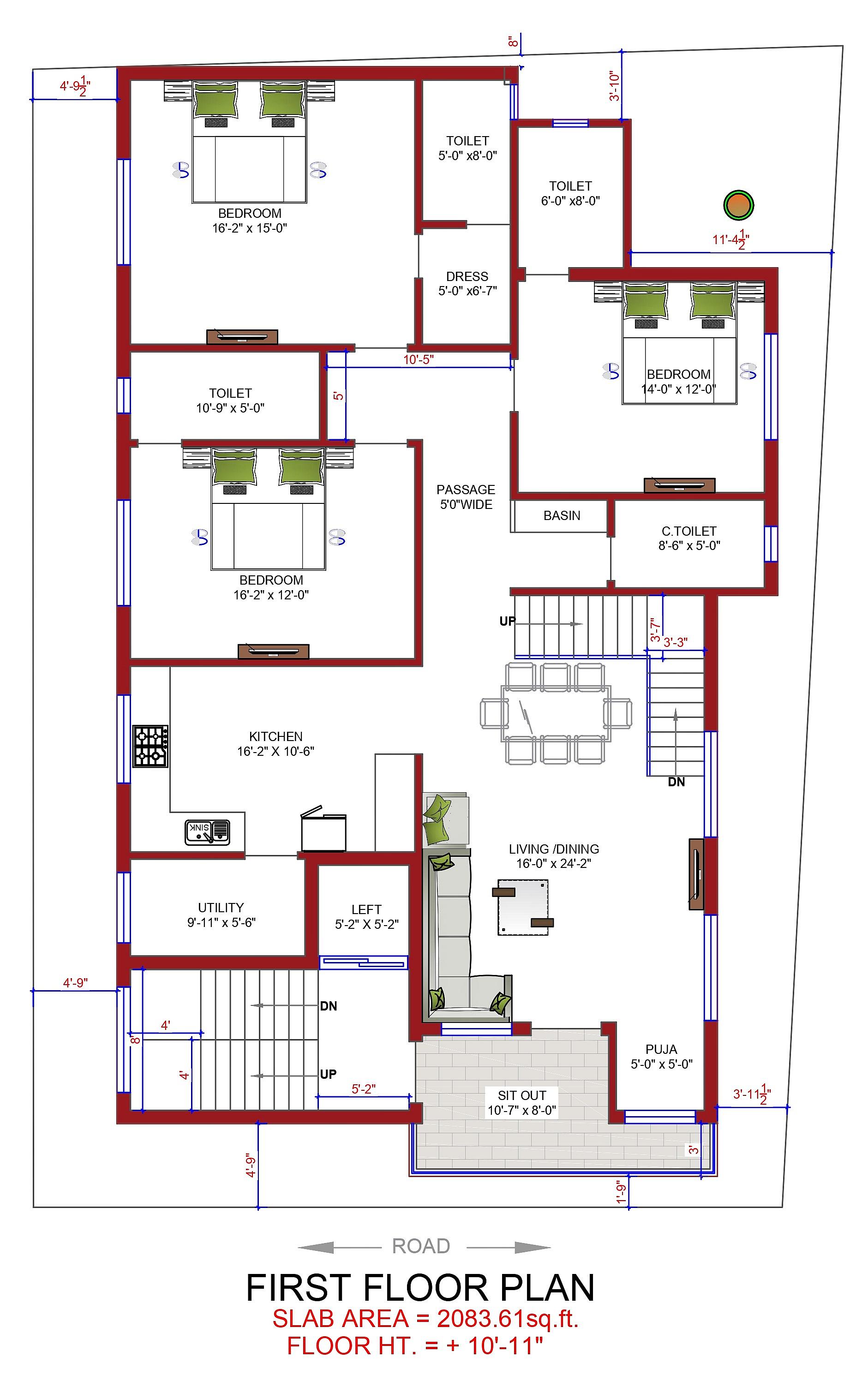 46X65 House With Office plan- 2990 sq ft Residential Cum Commercial House Design at Dehradun thumbnail 2 — Project ID 6617