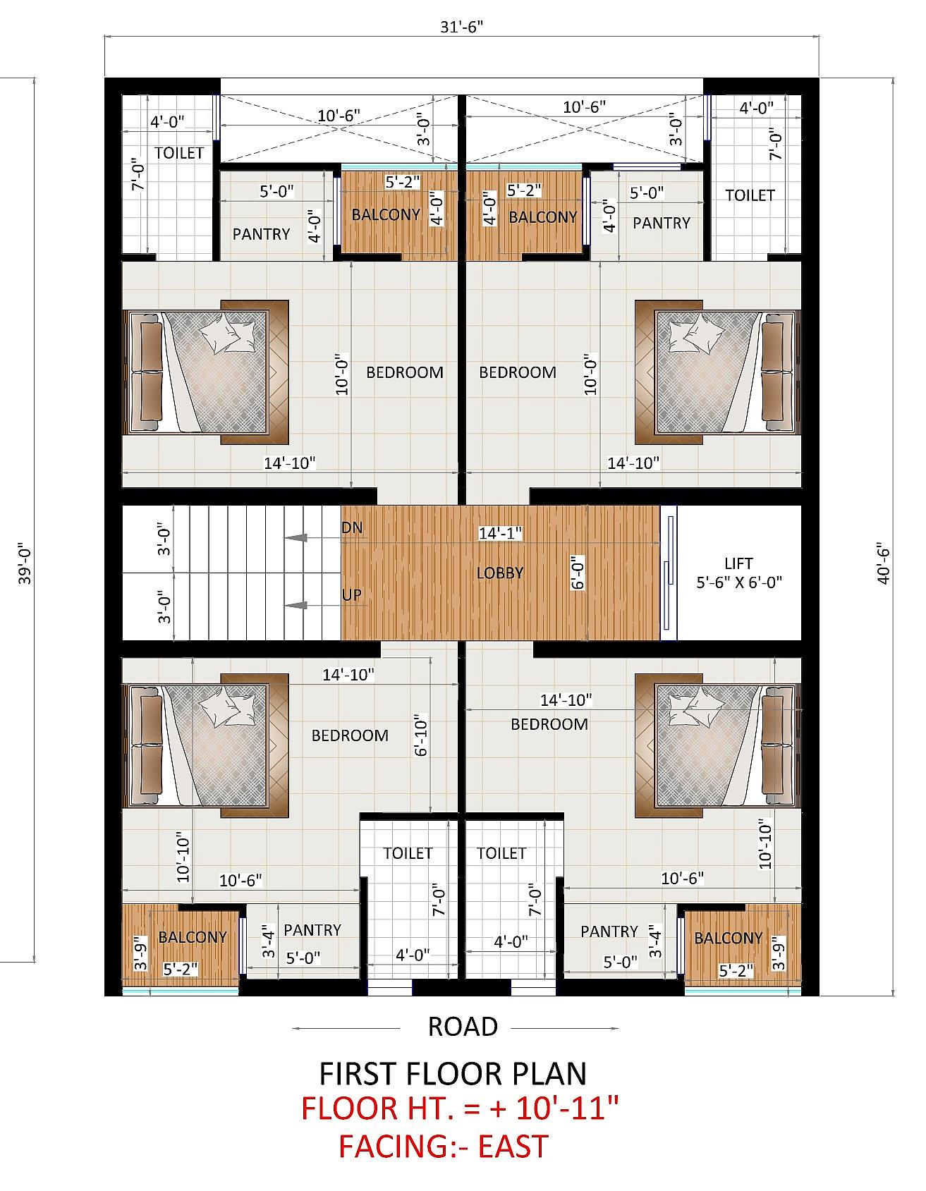 32X40 Apartment Plan- 1280 sq ft Residential Cum Commercial House Design at Gurgaon thumbnail 3 — Project ID 6626
