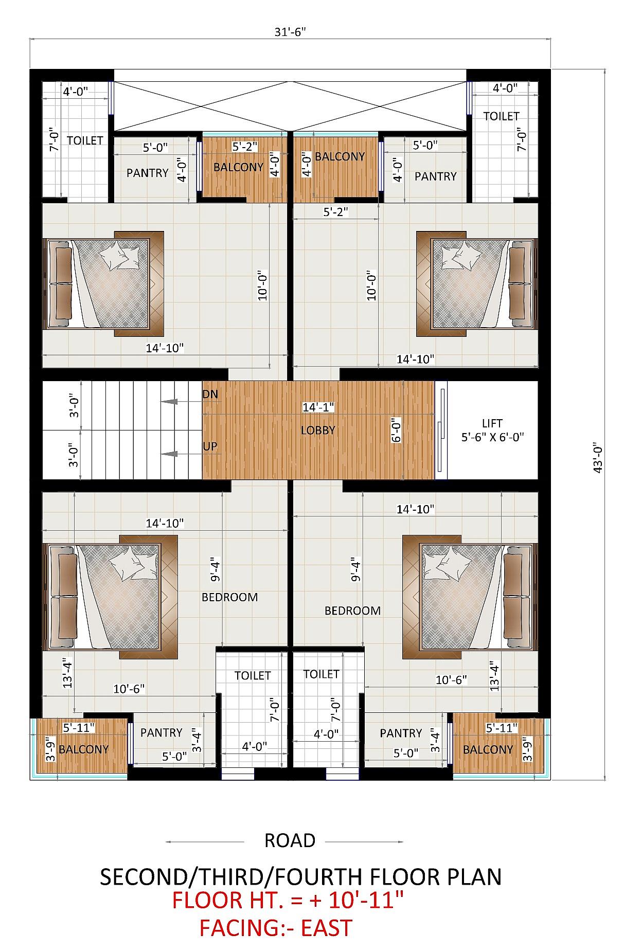 32X40 Apartment Plan- 1280 sq ft Residential Cum Commercial House Design at Gurgaon thumbnail 4 — Project ID 6626
