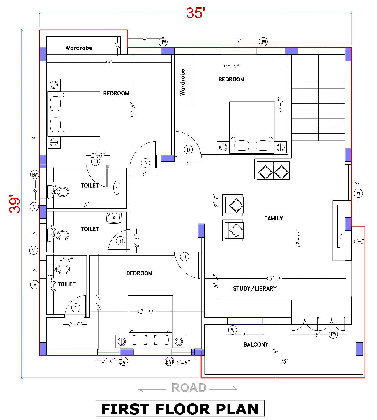 40X40 House Plan- 1600 sq ft Residential House Design at Bangalore thumbnail 3 — Project ID 6628