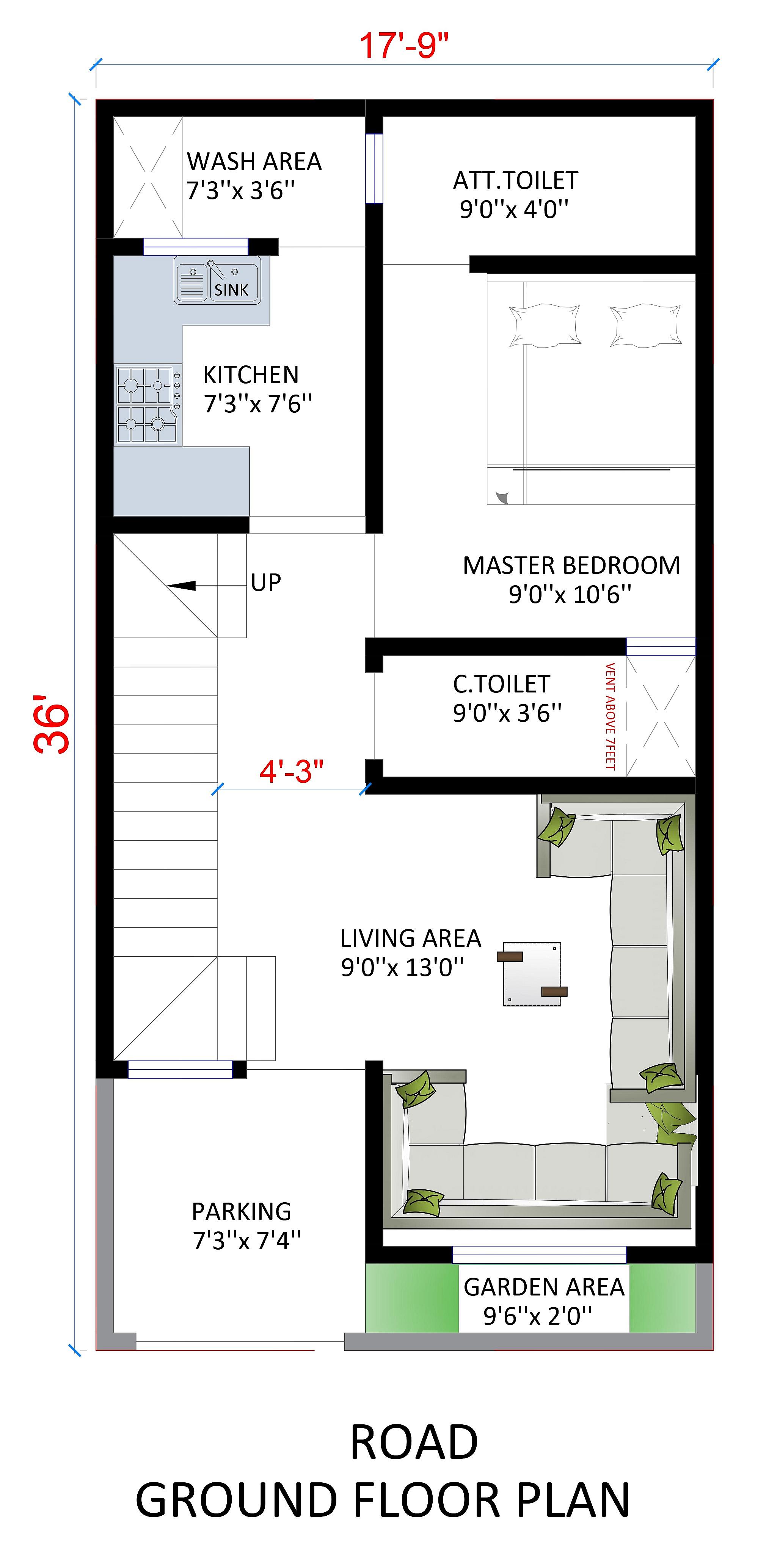18X36 House Plan- 648 sq ft Residential House Design at kiul khagaur thumbnail 2 — Project ID 6631