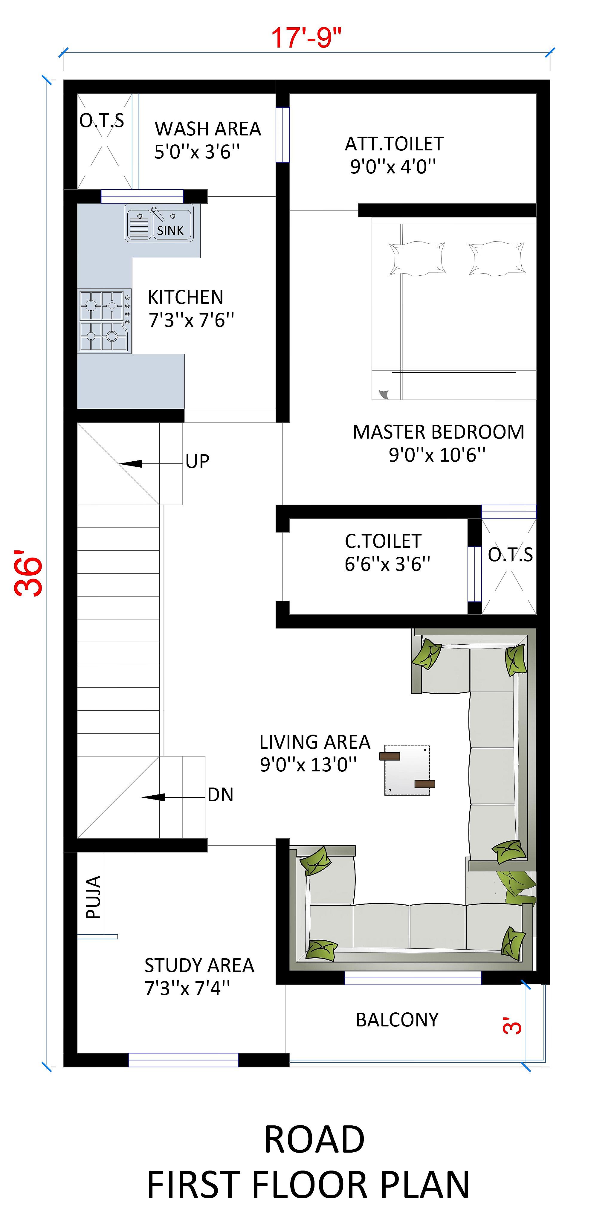 18X36 House Plan- 648 sq ft Residential House Design at kiul khagaur thumbnail 3 — Project ID 6631