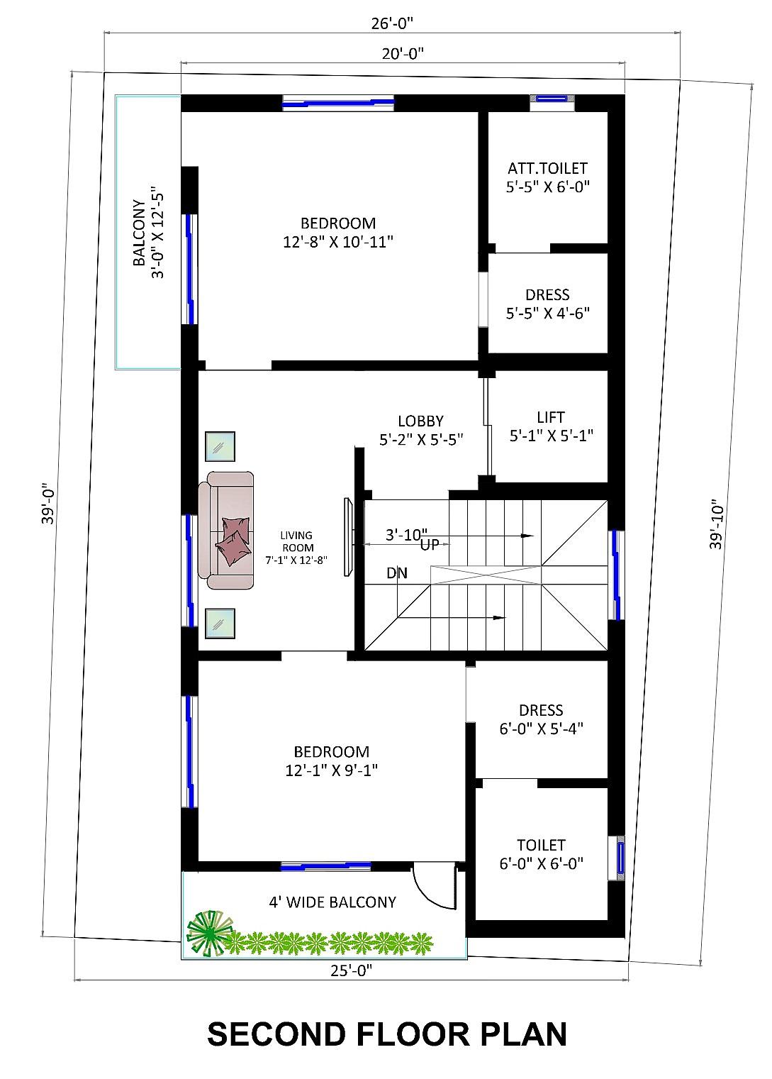 26X40 House Plan- 1040 sq ft Residential Cum Commercial House Design at Chennai thumbnail 3 — Project ID 6639