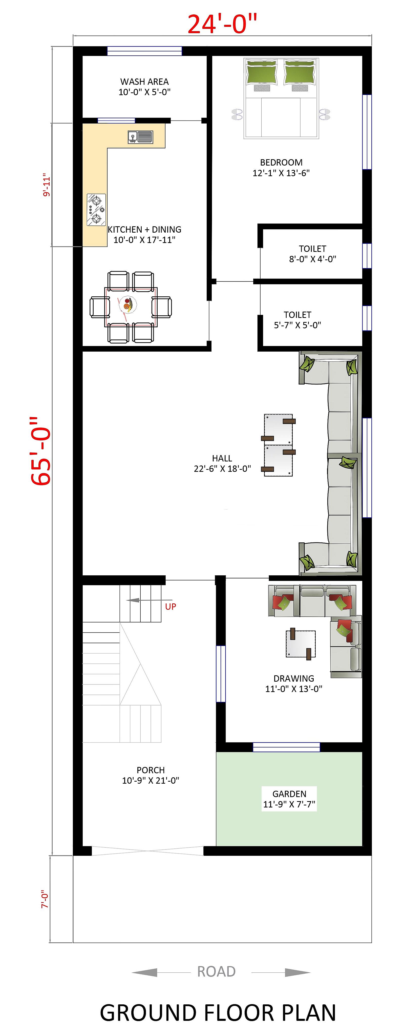 24X65 House Plan- 1560 sq ft Residential House Design at Khandwa thumbnail 2 — Project ID 6644