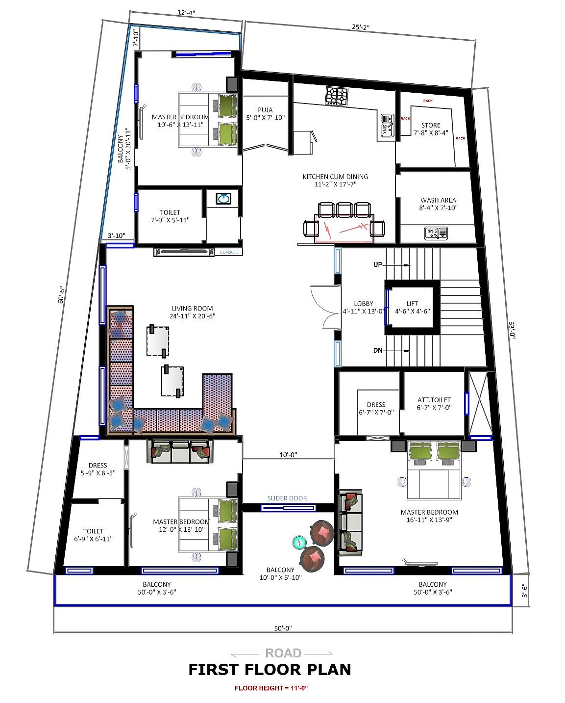 50X53 House With Shop Plan- 2650 sq ft Residential Cum Commercial House Design at Jodhpur thumbnail 2 — Project ID 6647