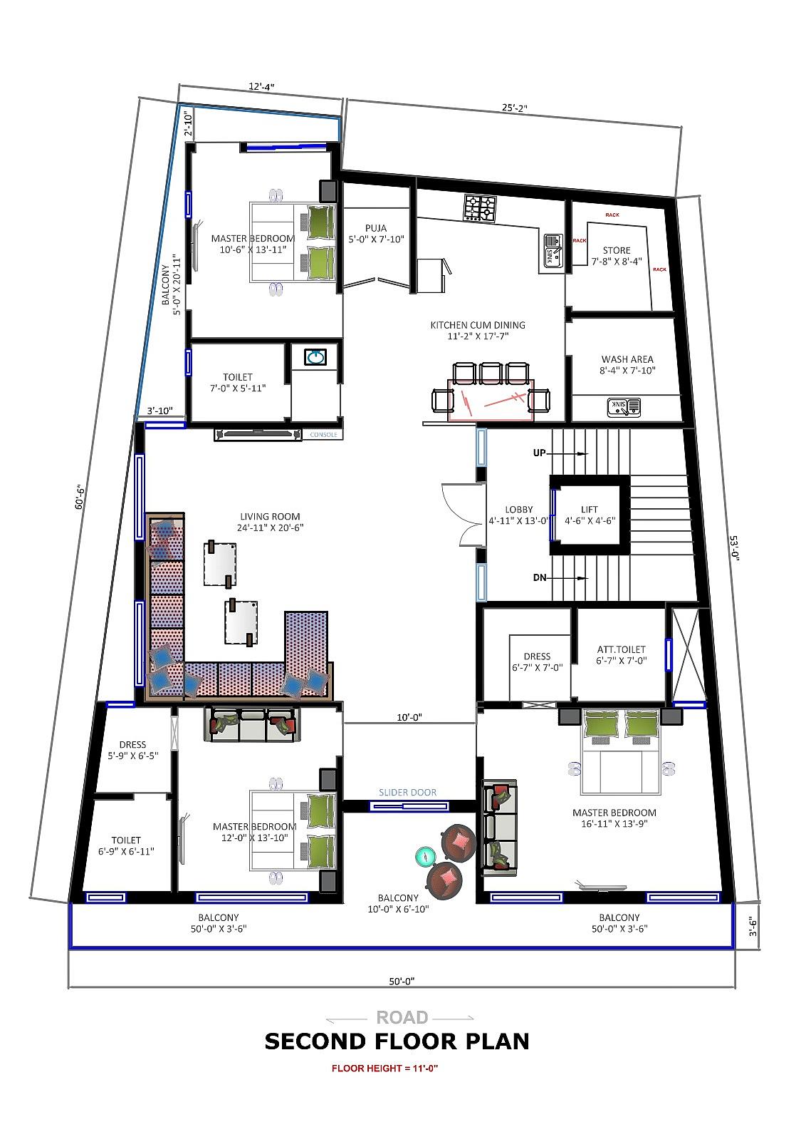 50X53 House With Shop Plan- 2650 sq ft Residential Cum Commercial House Design at Jodhpur thumbnail 3 — Project ID 6647