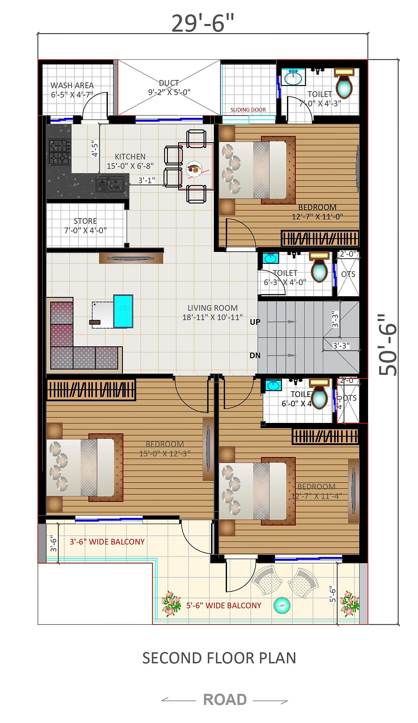 30X50 House Plan- 1500 sq ft Residential House Design at Chandigarh thumbnail 3 — Project ID 6650