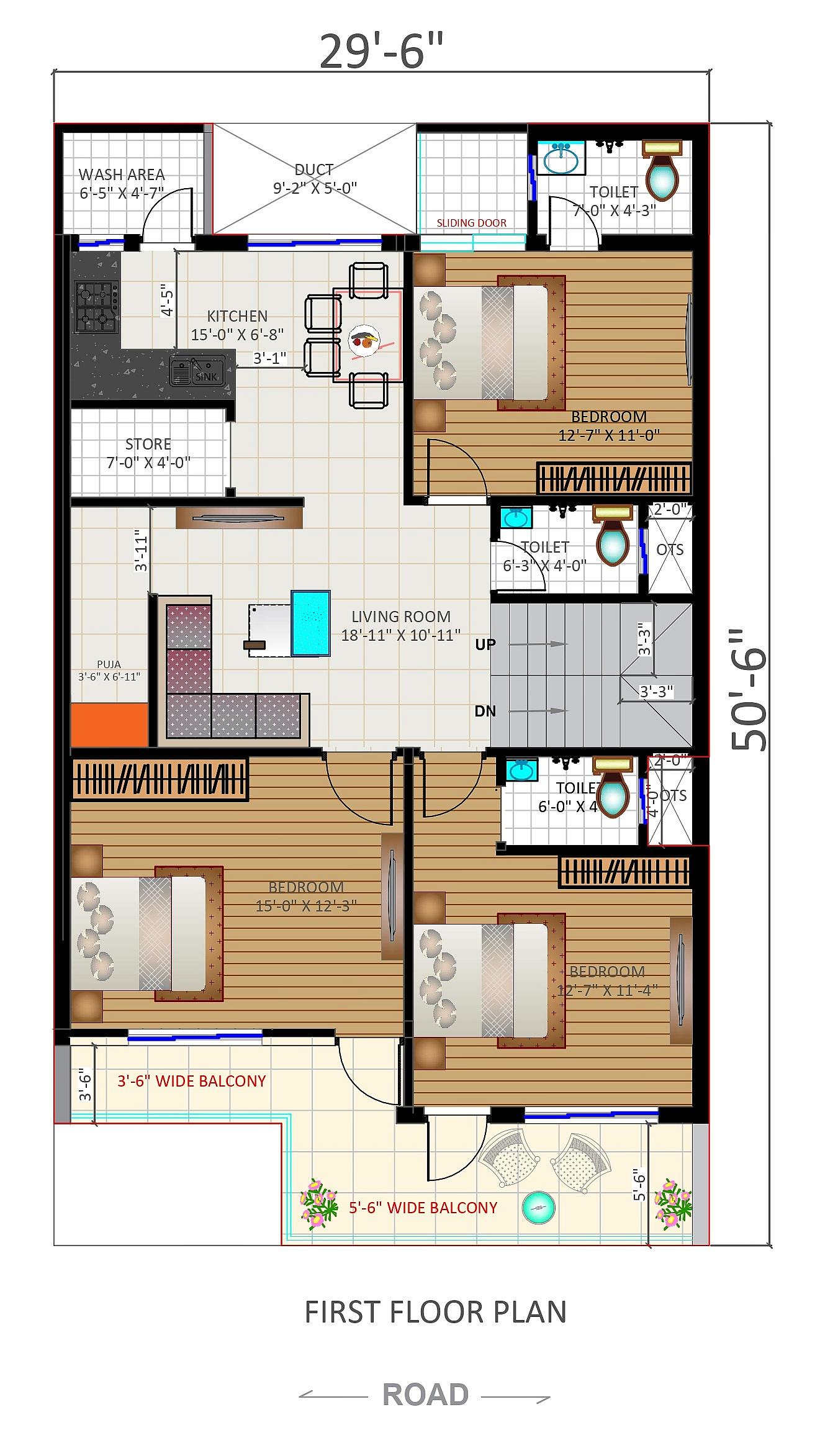 30X50 House Plan- 1500 sq ft Residential House Design at Chandigarh thumbnail 2 — Project ID 6650