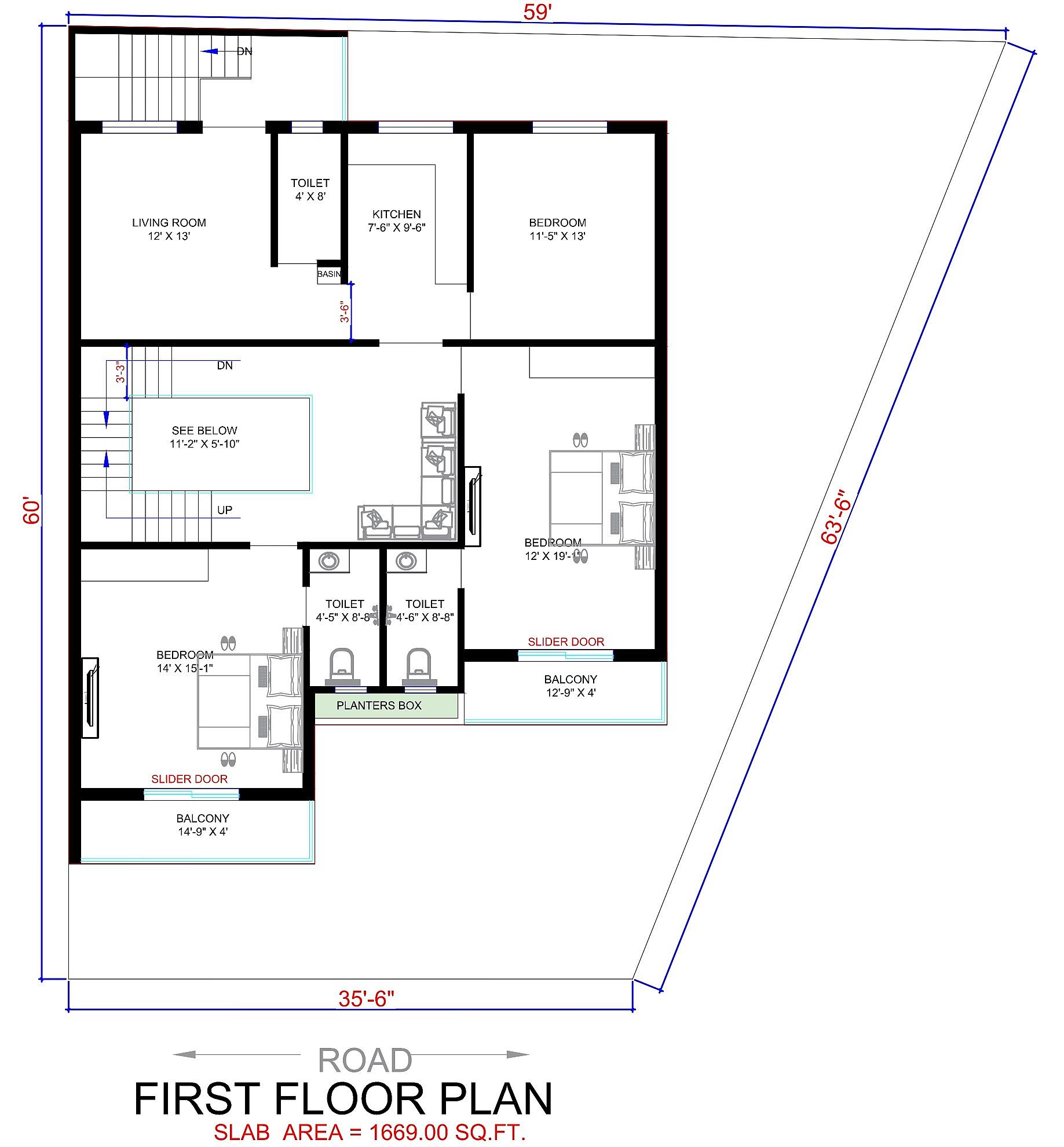 60X60 House Plan- 3600 sq ft Residential House Design at Jammu thumbnail 2 — Project ID 6651