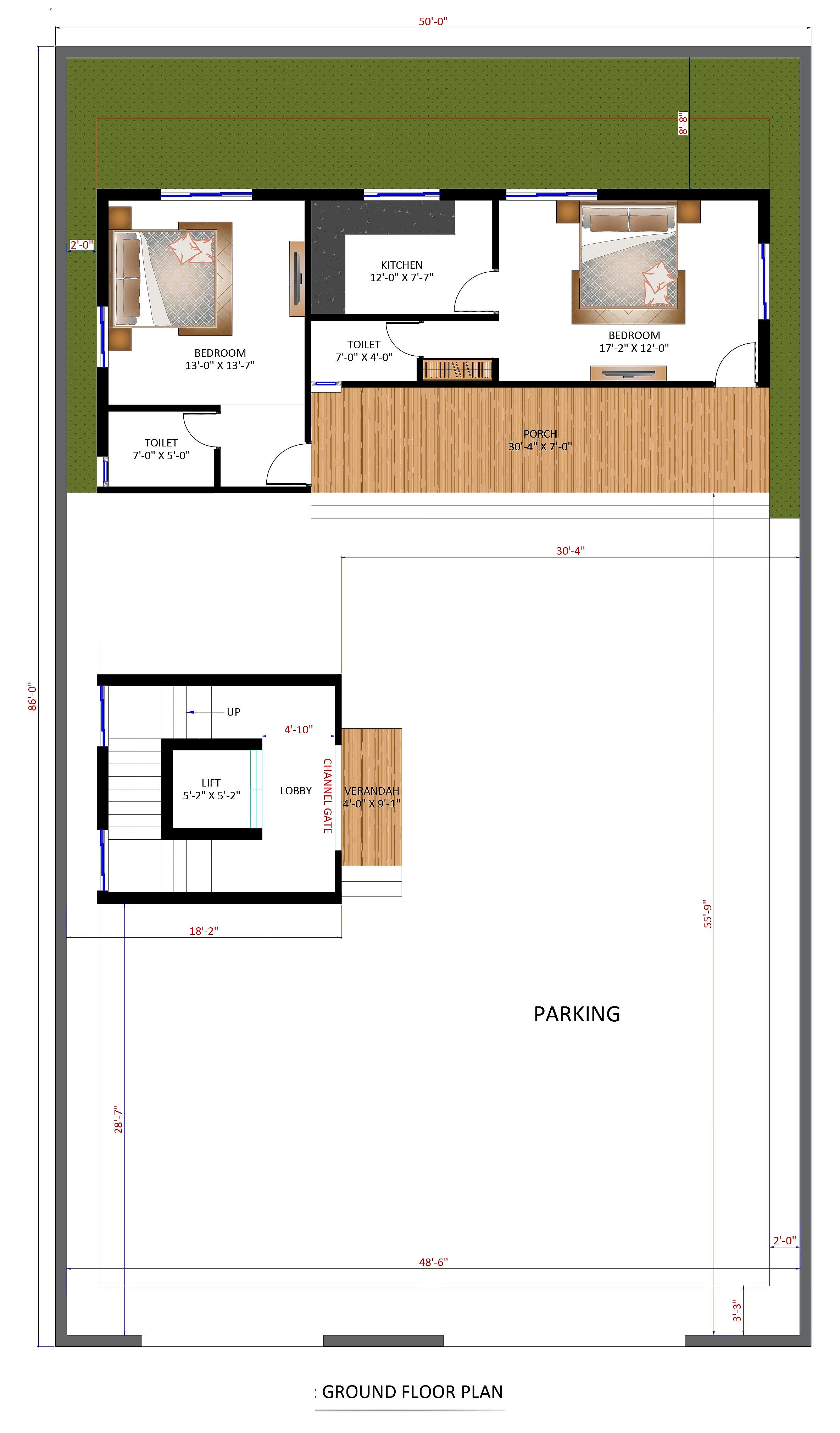 50X86 House Plan- 4300 sq ft Residential Cum Commercial House Design at Bangalore [KA]