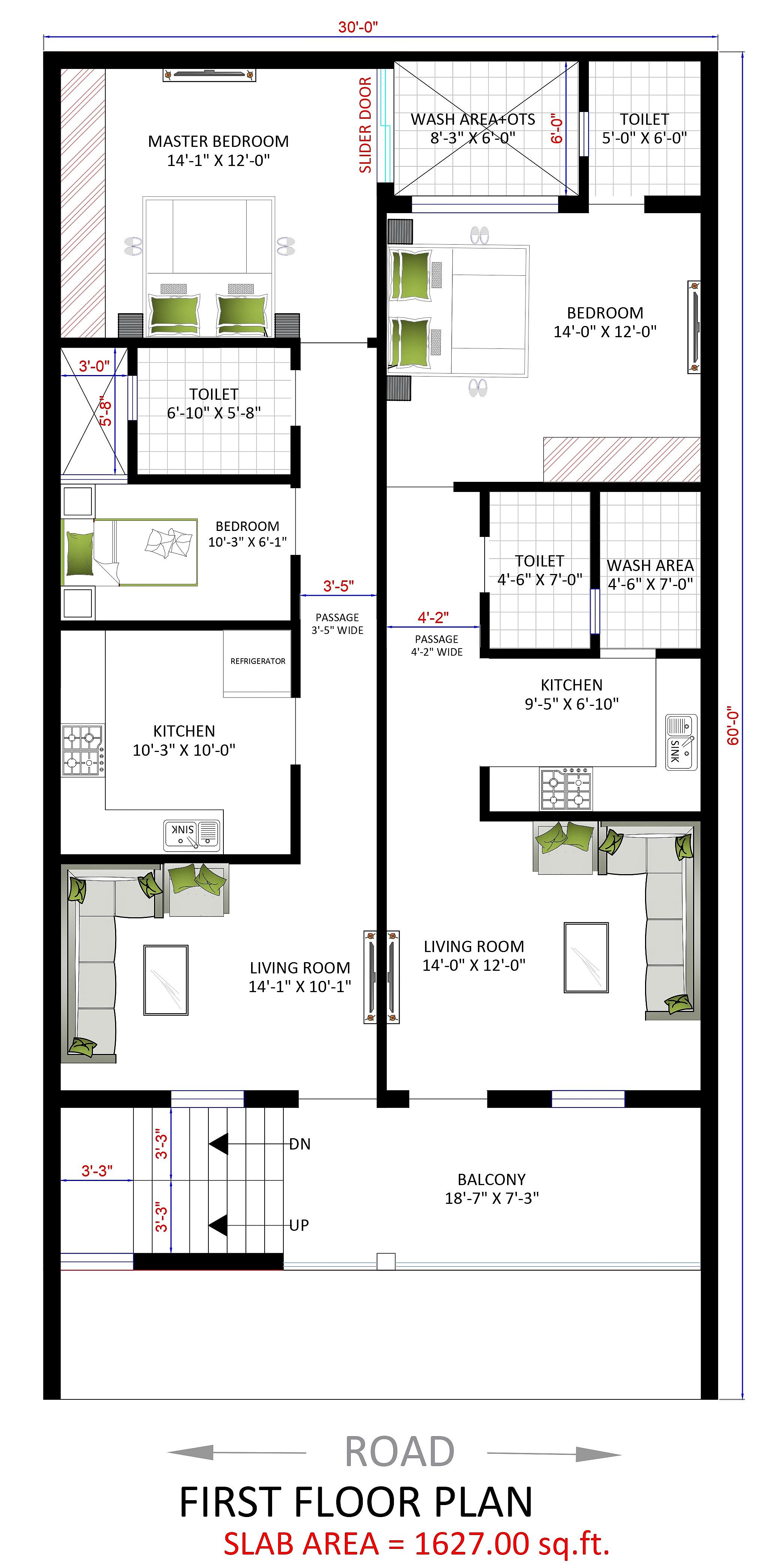 30X60 House Plan- 1800 sq ft Residential Cum Commercial House Design at Sikar thumbnail 2 — Project ID 6678