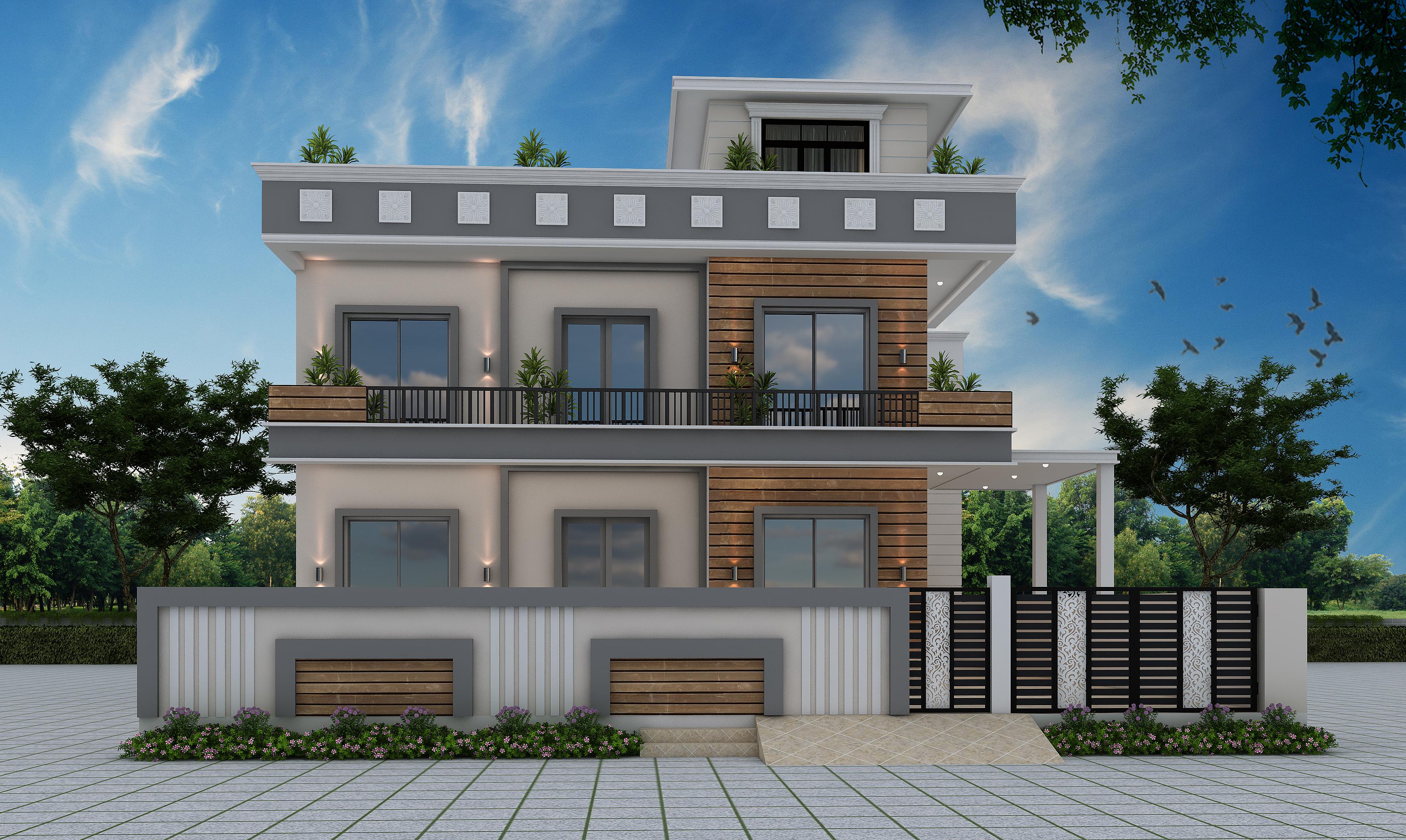 45X100 House plan- 4500 sq ft Residential House Design at Gurgaon thumbnail 1 — Project ID 6680