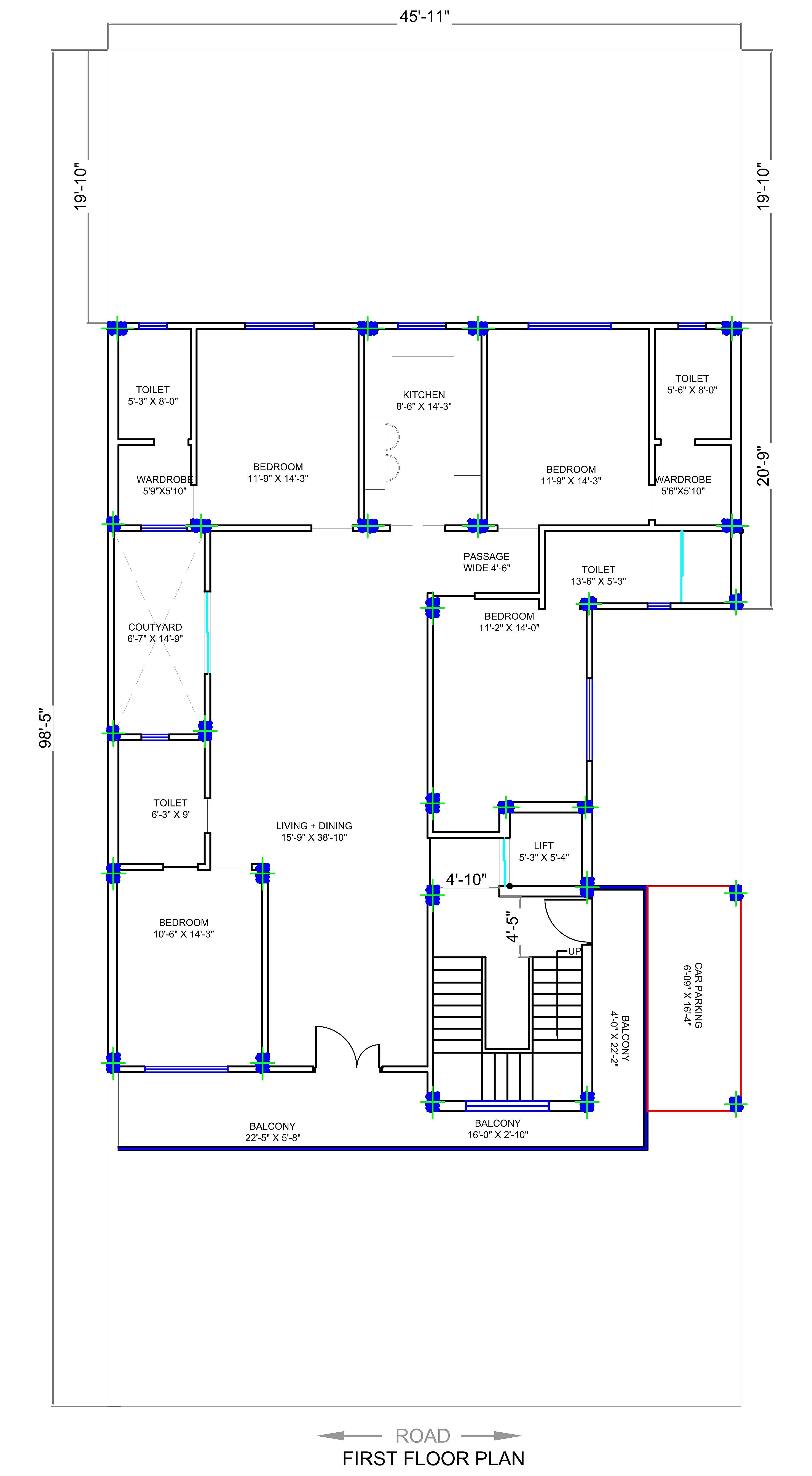 45X100 House plan- 4500 sq ft Residential House Design at Gurgaon thumbnail 3 — Project ID 6680