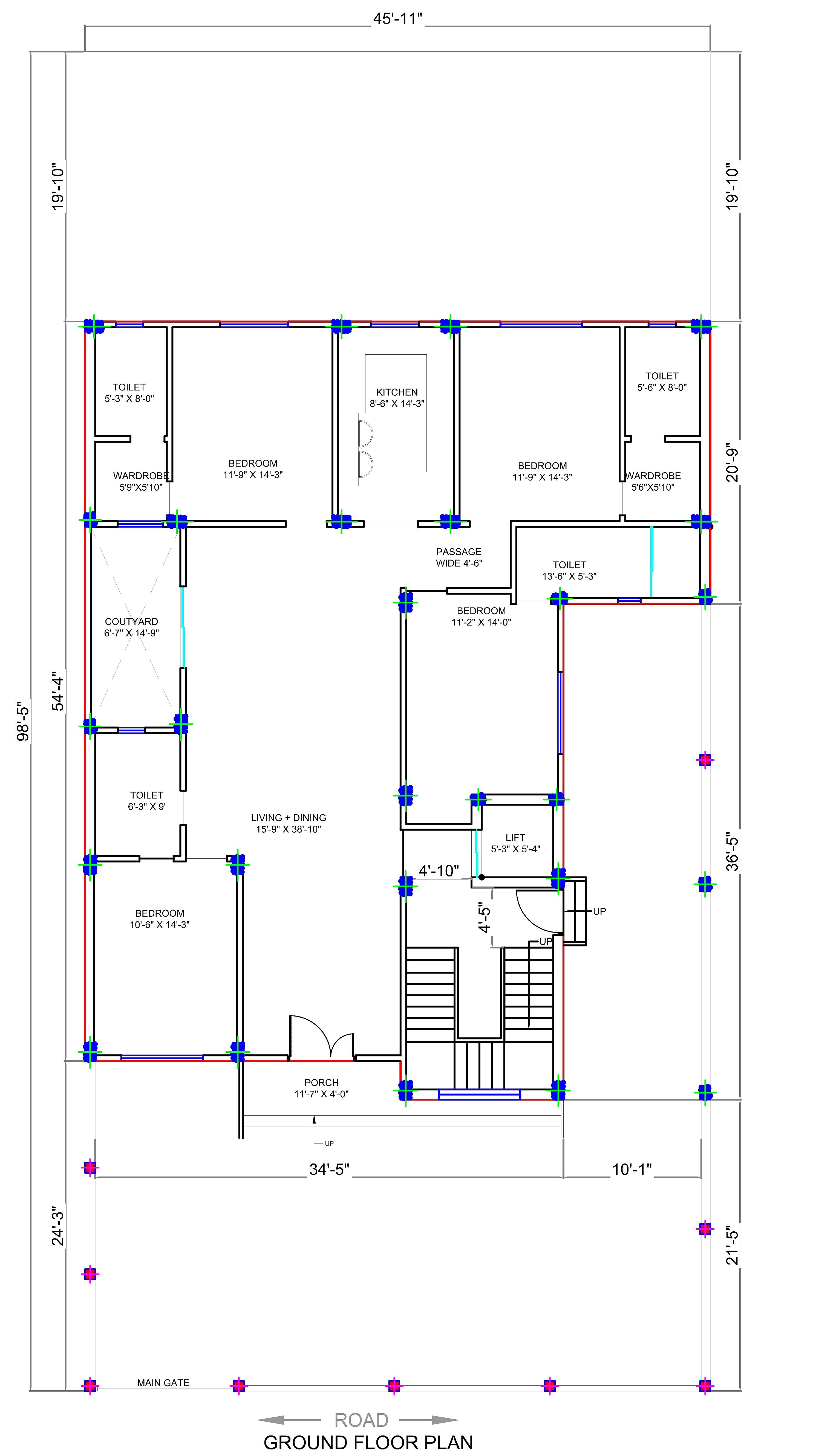 45X100 House plan- 4500 sq ft Residential House Design at Gurgaon thumbnail 2 — Project ID 6680