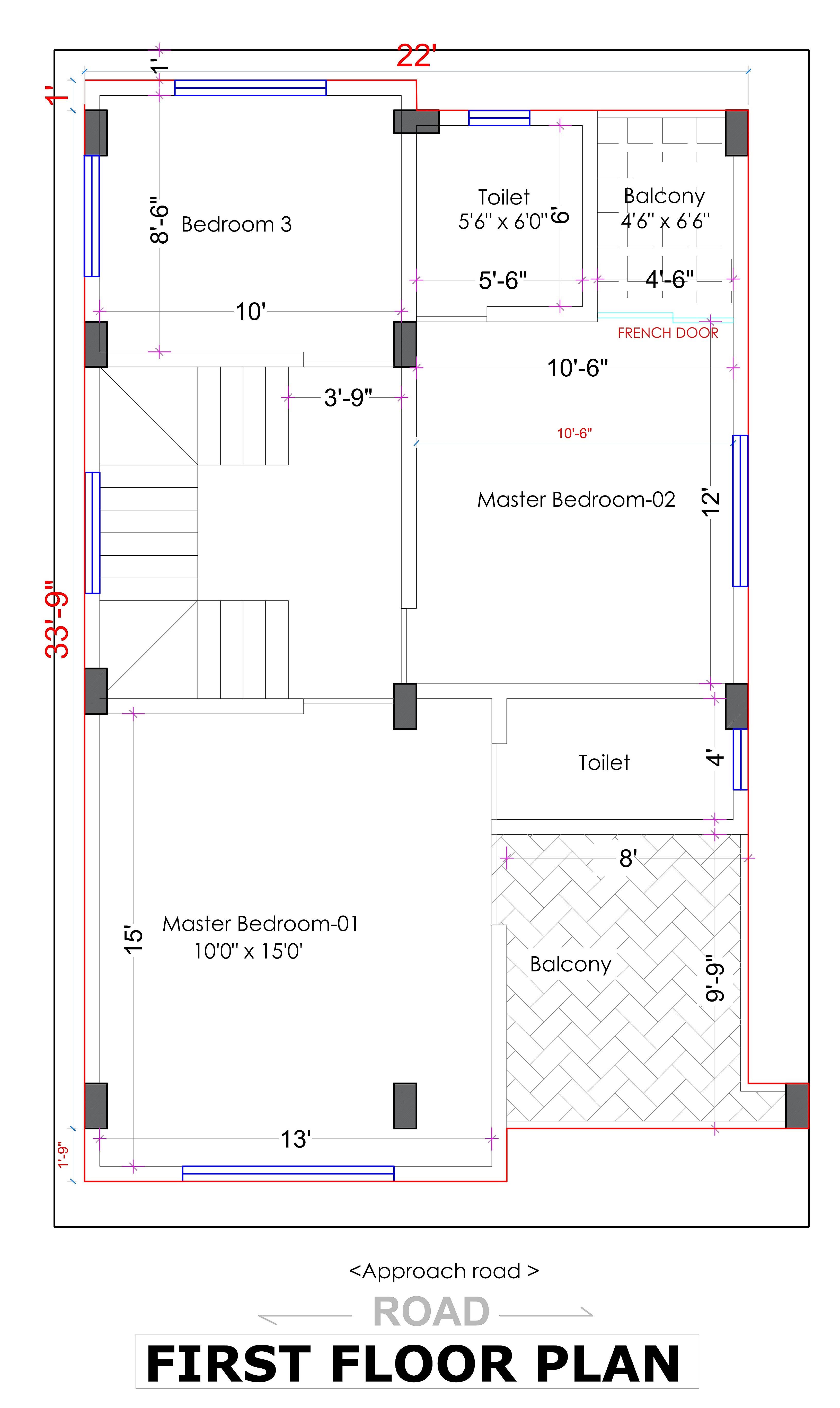 25X34 House Plan- 850 sq ft Residential House Design at Pune thumbnail 3 — Project ID 6682