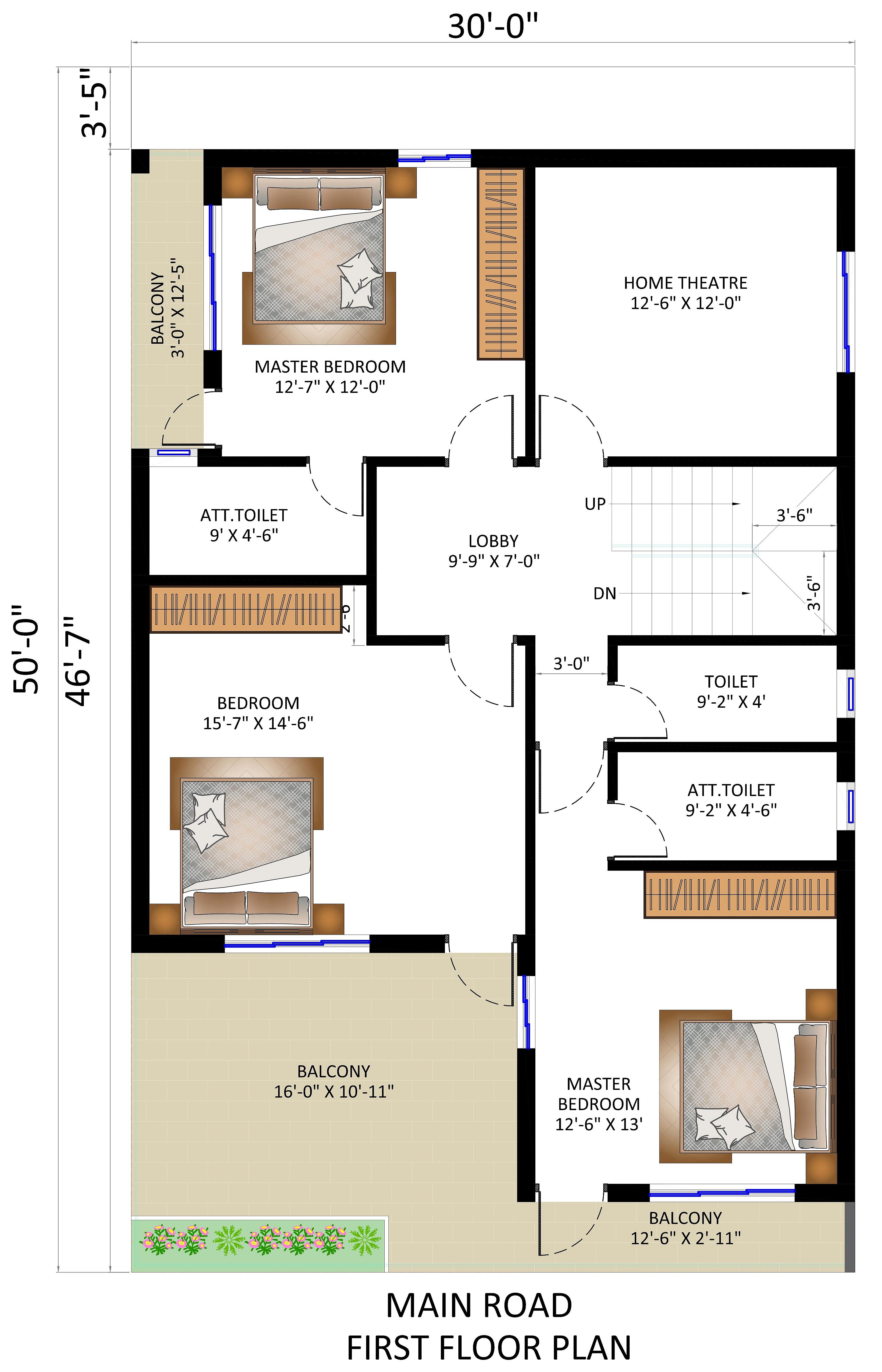 30X50 House Plan- 1500 sq ft Residential House Design at Varanasi thumbnail 2 — Project ID 6683