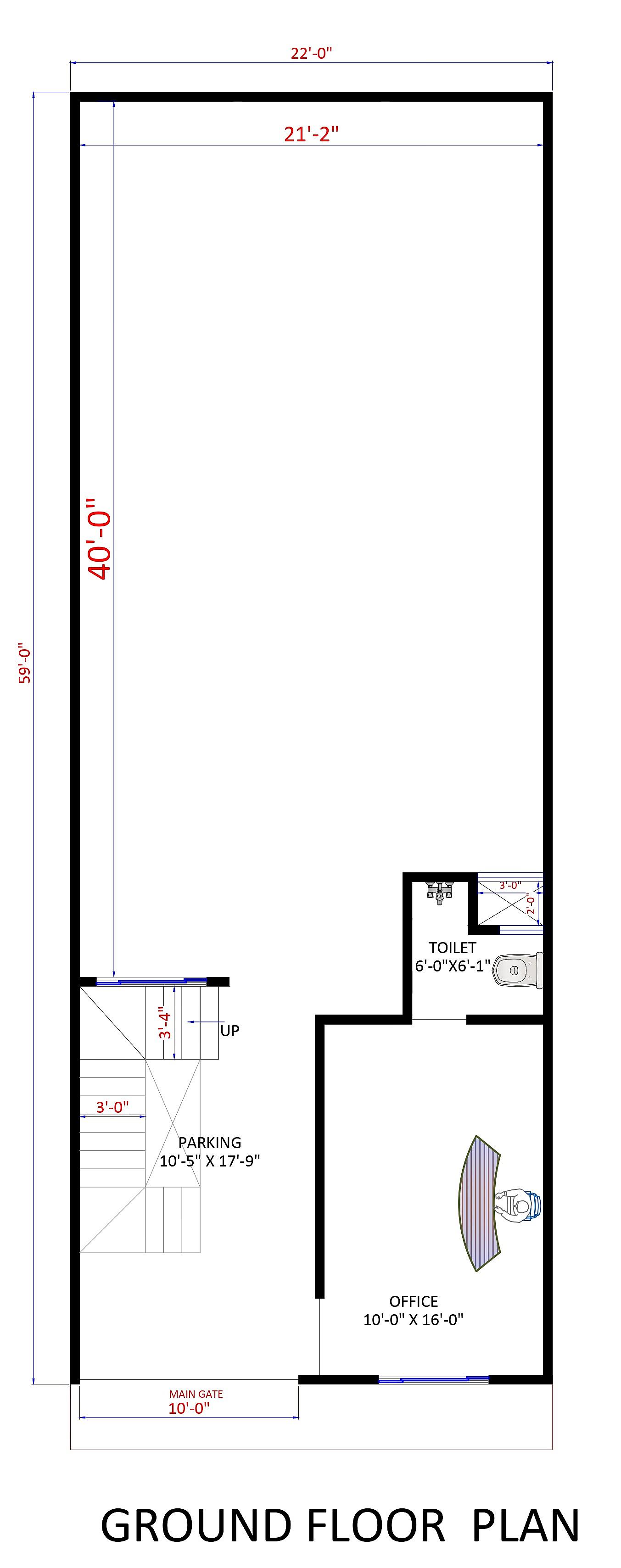 22X60 House With Office  Plan- 1320 sq ft Residential Cum Commercial House Design at Saharanpur [UP]