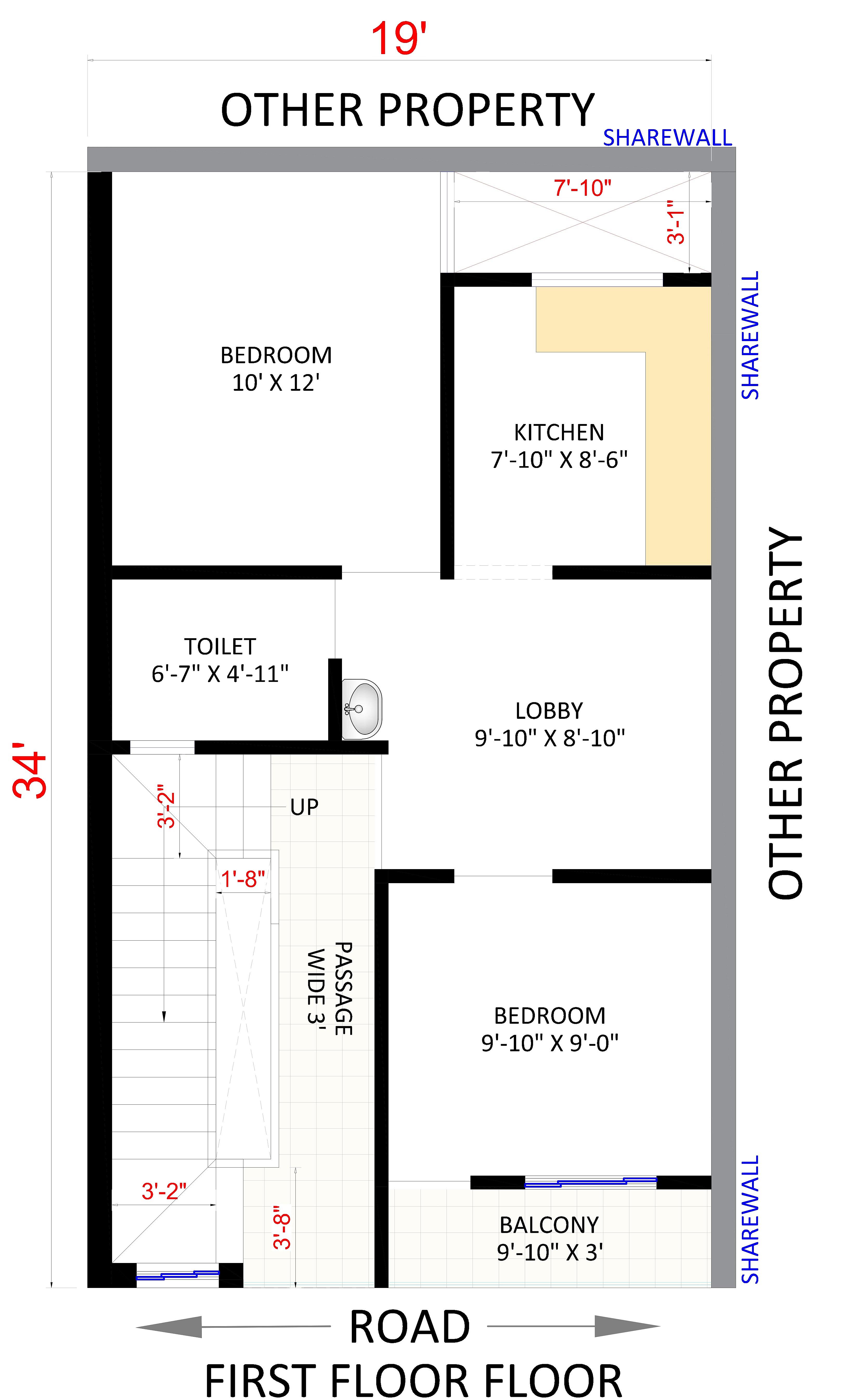 20X34 House Plan- 680 sq ft Residential House Design at Ahmadabad thumbnail 2 — Project ID 6687