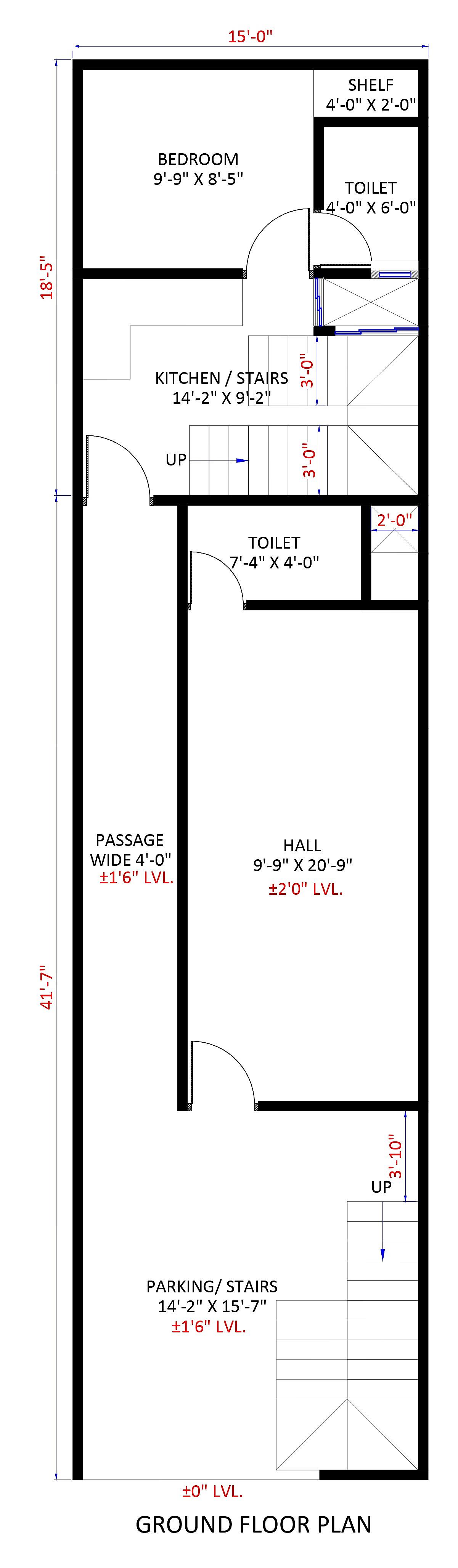 15X60 House Plan- 900 sq ft Residential Cum Commercial House Design at Pondicherry [TN]