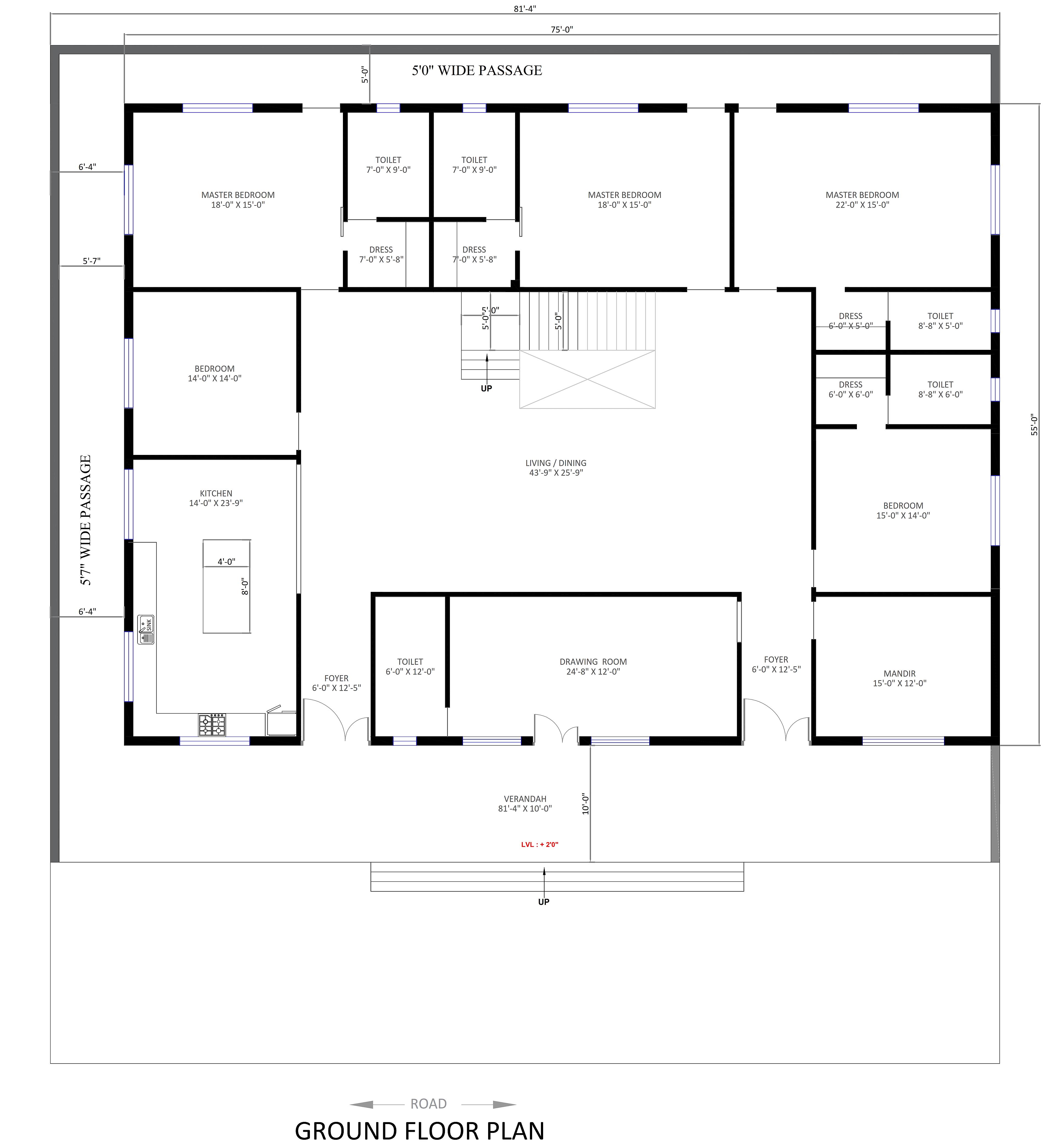 80X60 House Plan- 4800 sq ft Residential House Design at SHASTRIPURAM thumbnail 2 — Project ID 6695