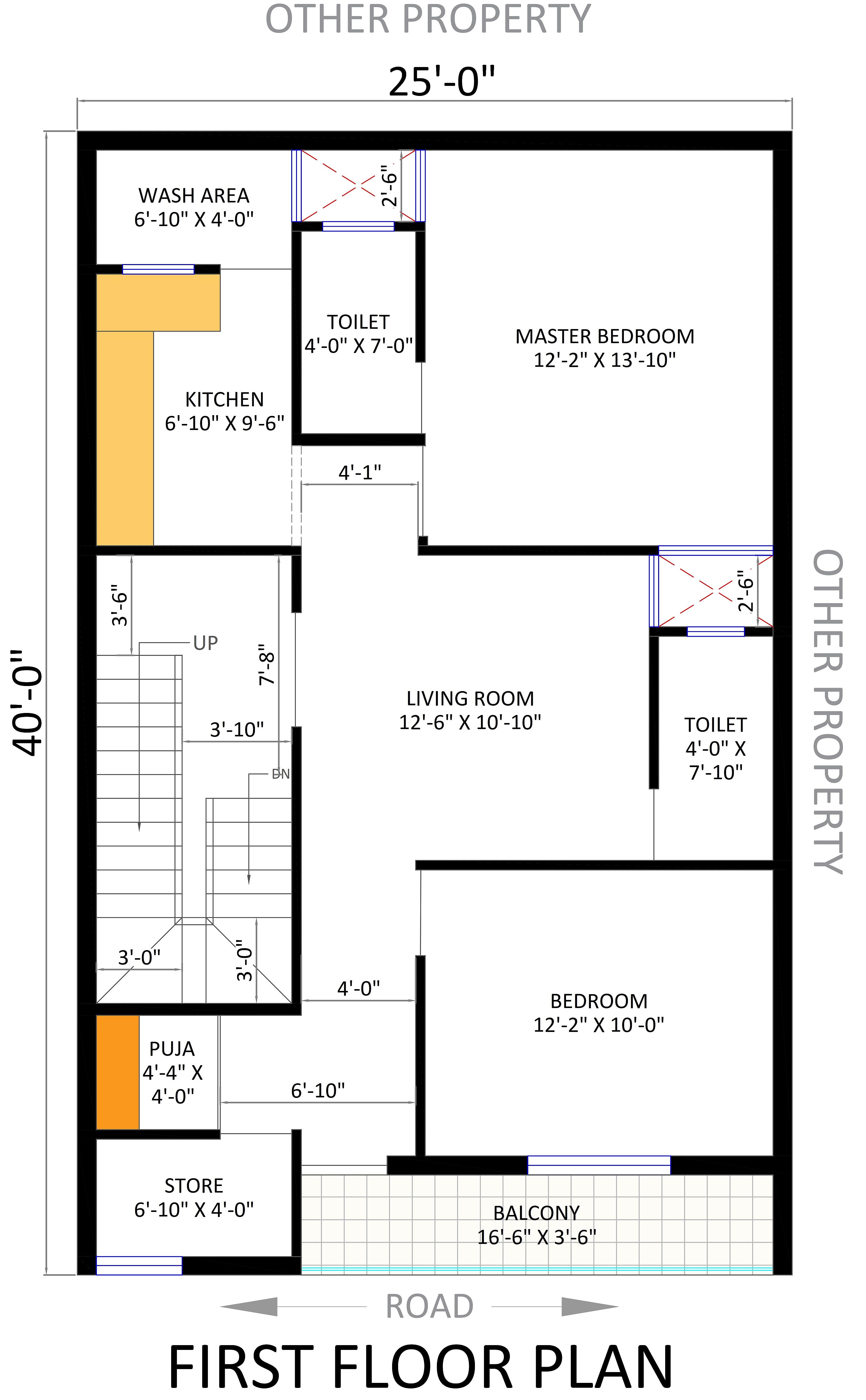 25X40 House With Shop Plan- 1000 sq ft Residential Cum Commercial House Design at Ujjain thumbnail 2 — Project ID 6703