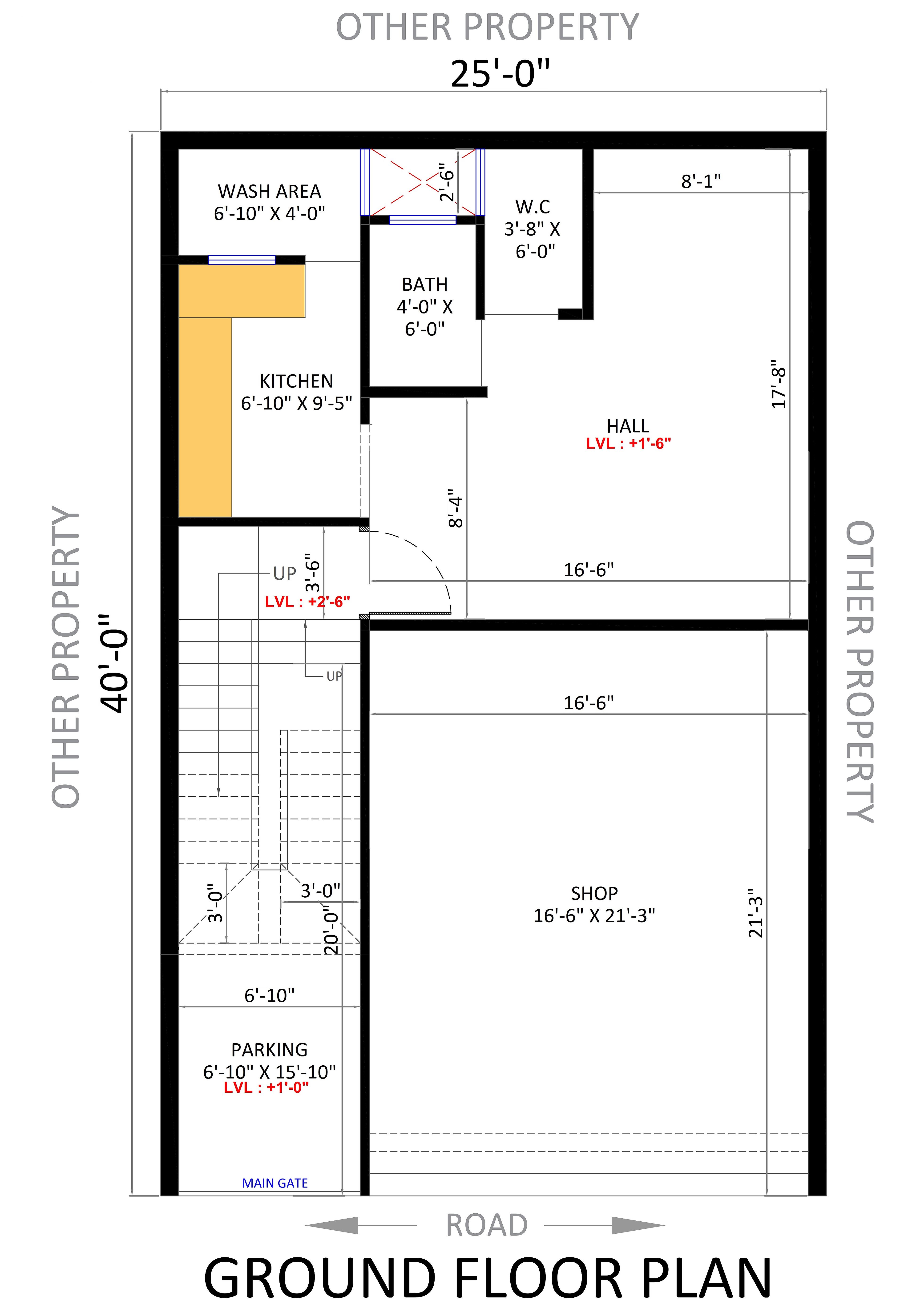 25X40 House With Shop Plan- 1000 sq ft Residential Cum Commercial House Design at Ujjain [MP]