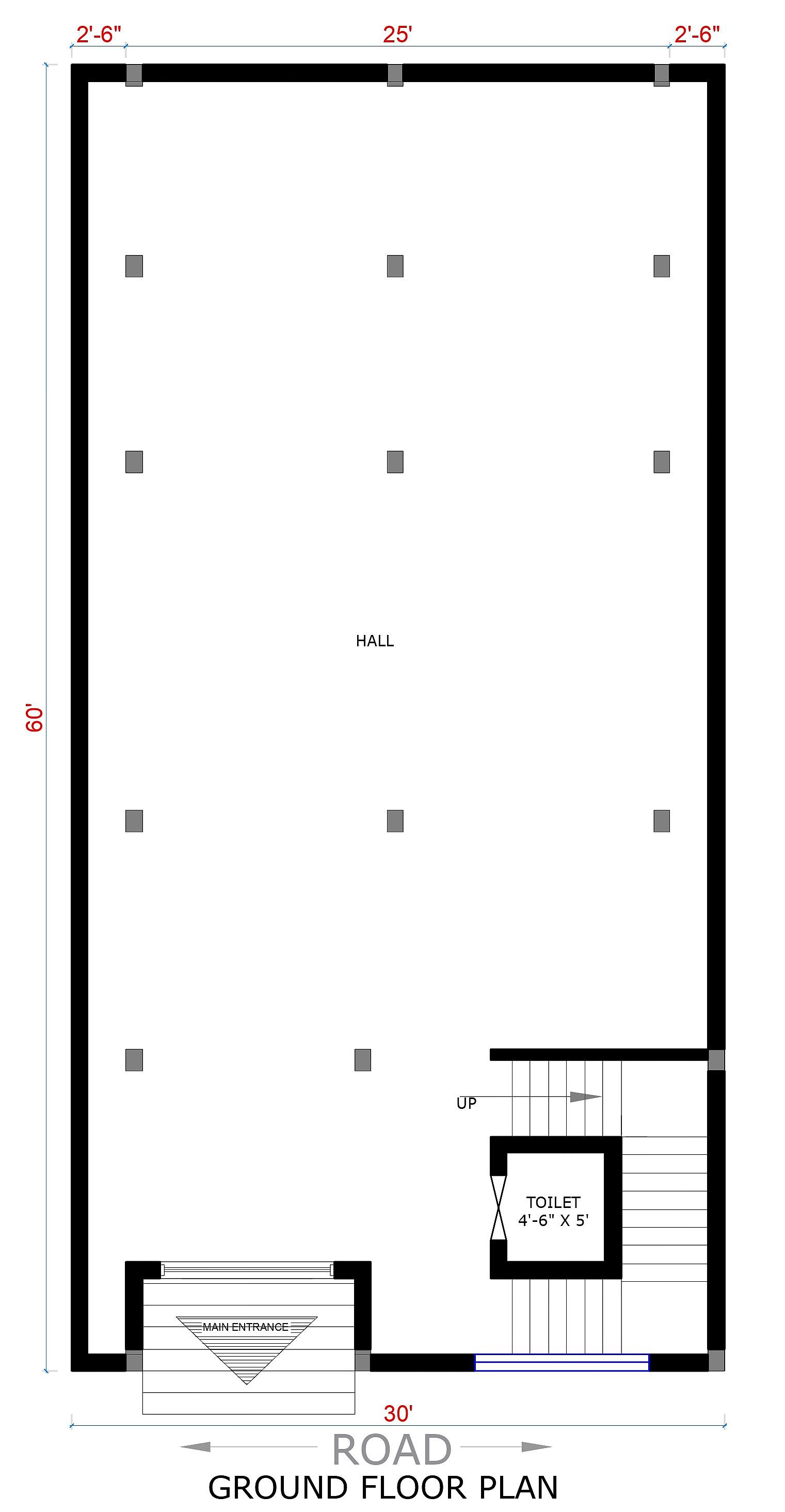 25X60 House Plan- 1500 sq ft Residential Cum Commercial House Design at Hyderabad [TG]