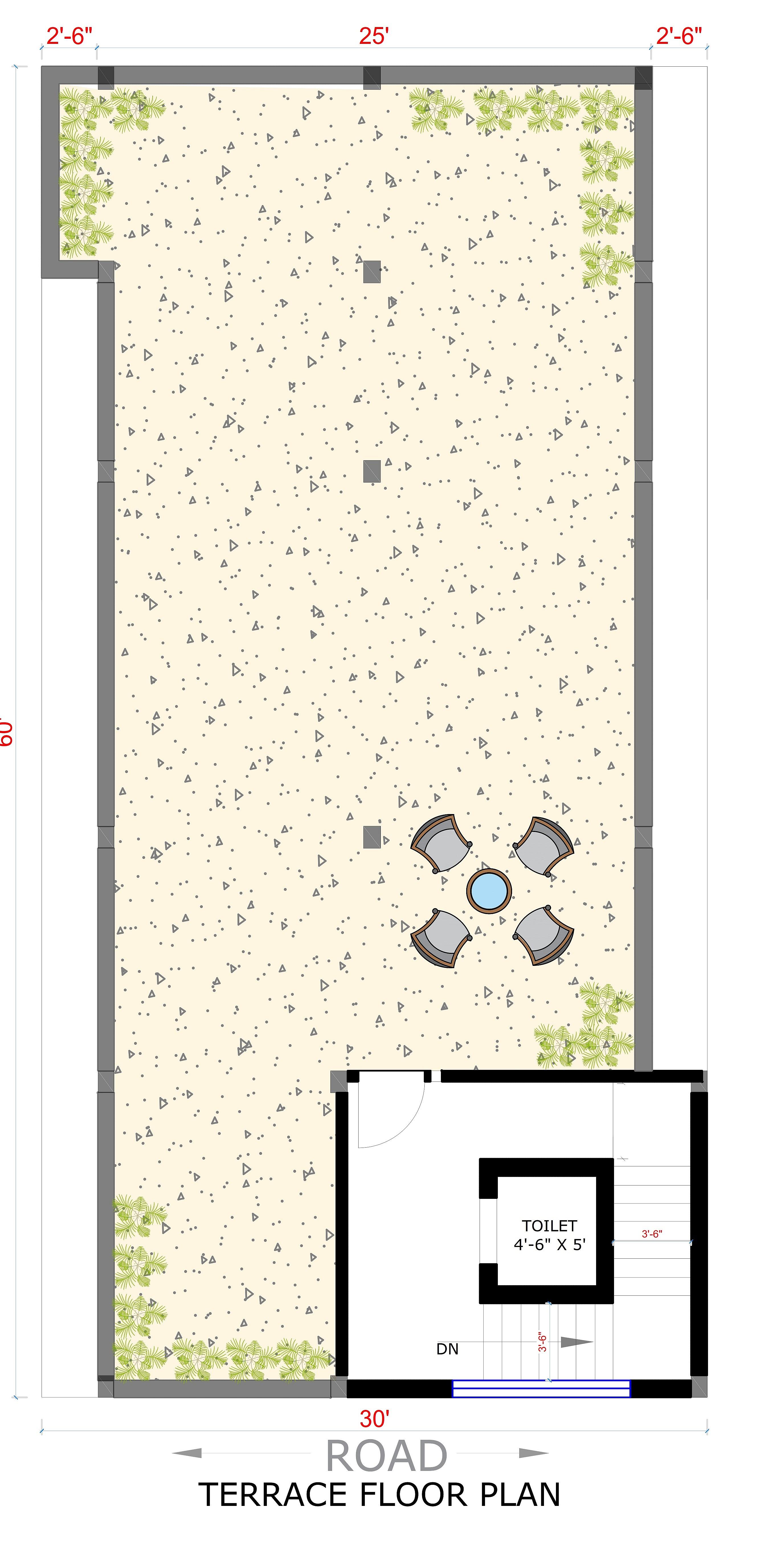 25X60 House Plan- 1500 sq ft Residential Cum Commercial House Design at Hyderabad thumbnail 5 — Project ID 6706