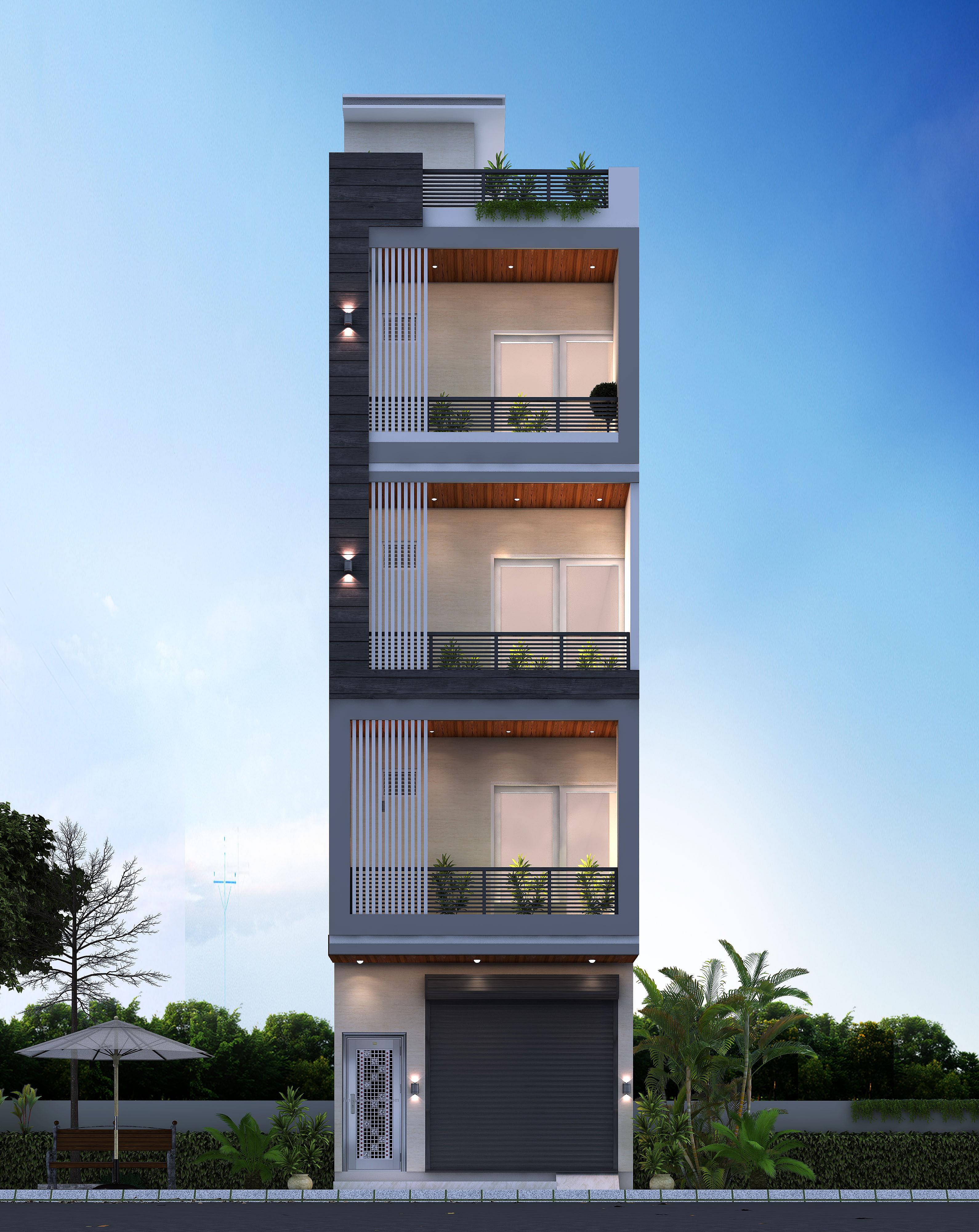 15X60 Multi Storey Residential Plan- 900 sq ft Residential Cum Commercial House Design at NewDelhi thumbnail 1 — Project ID 6709