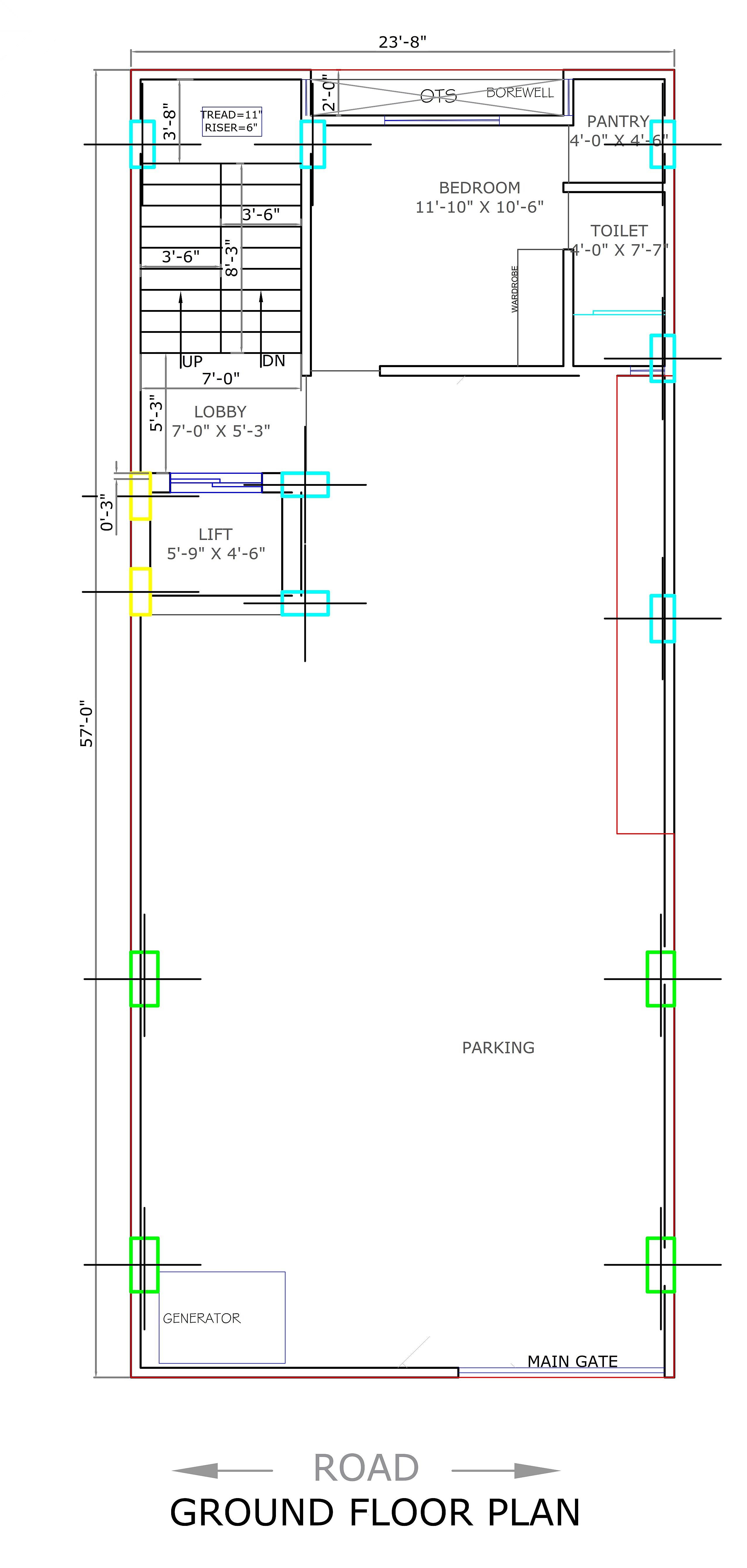 24X58 Multi Storey Residential Plan- 1392 sq ft Residential Cum Commercial House Design at Patna [BR]