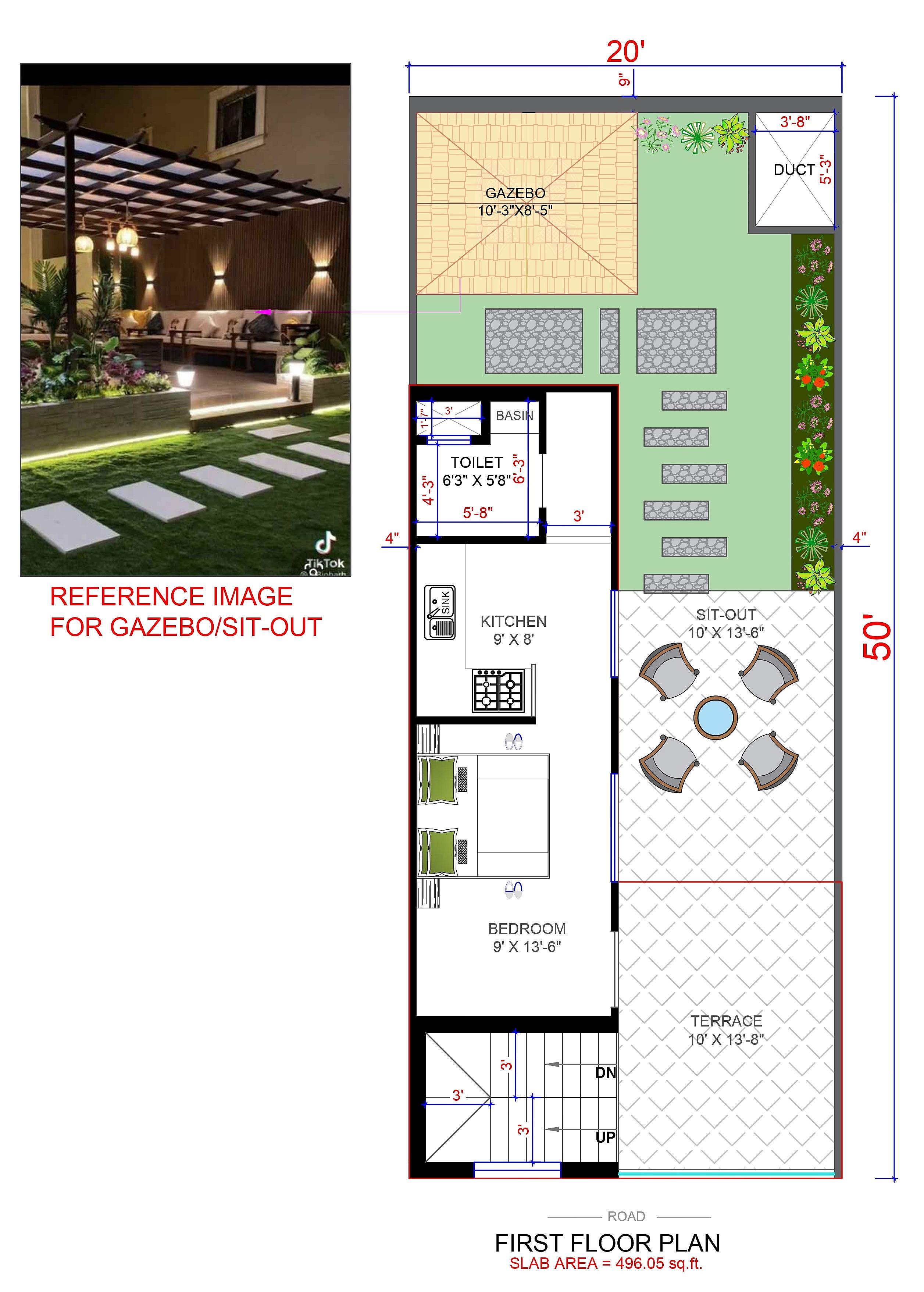 20X50 House Plan- 1000 sq ft Residential House Design at Ludhiana thumbnail 3 — Project ID 6717