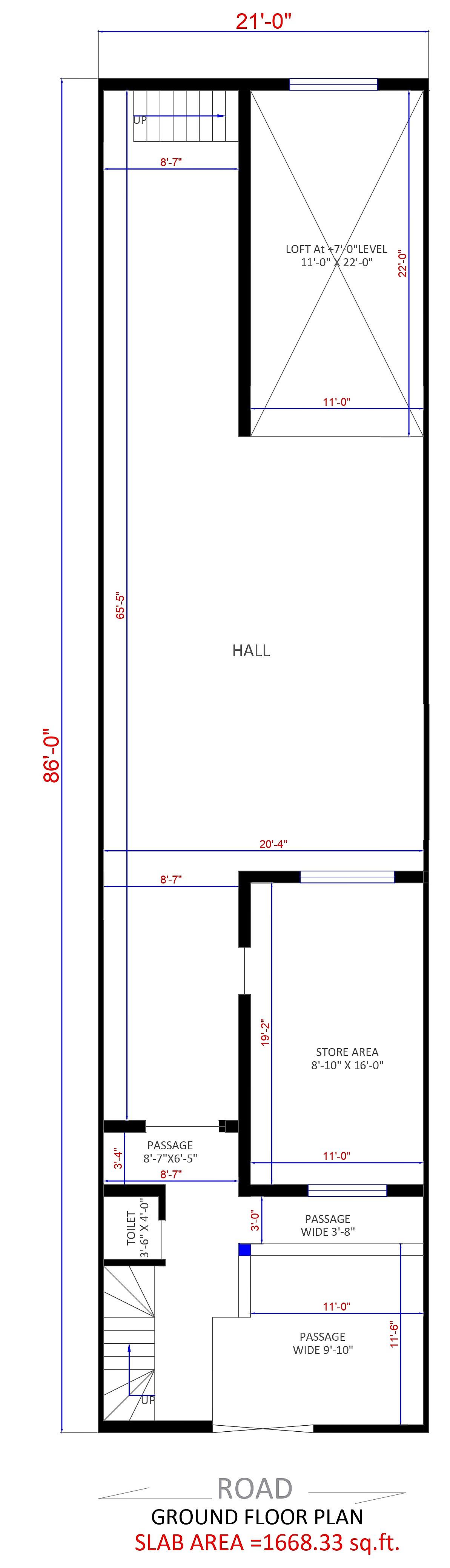 21X86 Marriage Hall Plan- 1806 sq ft Commercial House Design at Ahmadabad [RJ]