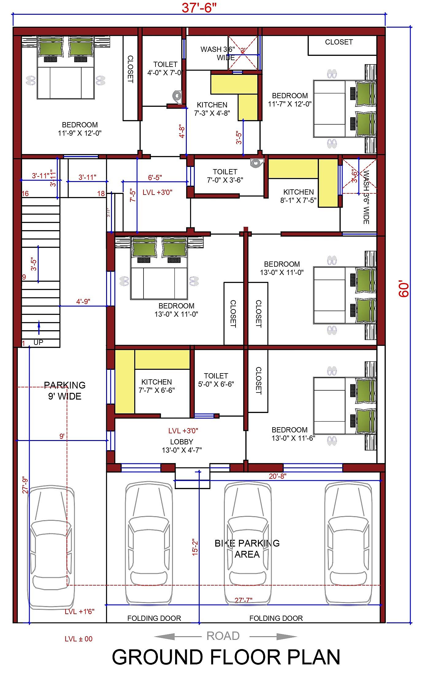 38X60 House Plan- 2280 sq ft Residential Cum Commercial House Design at Derabassi thumbnail 2 — Project ID 6727