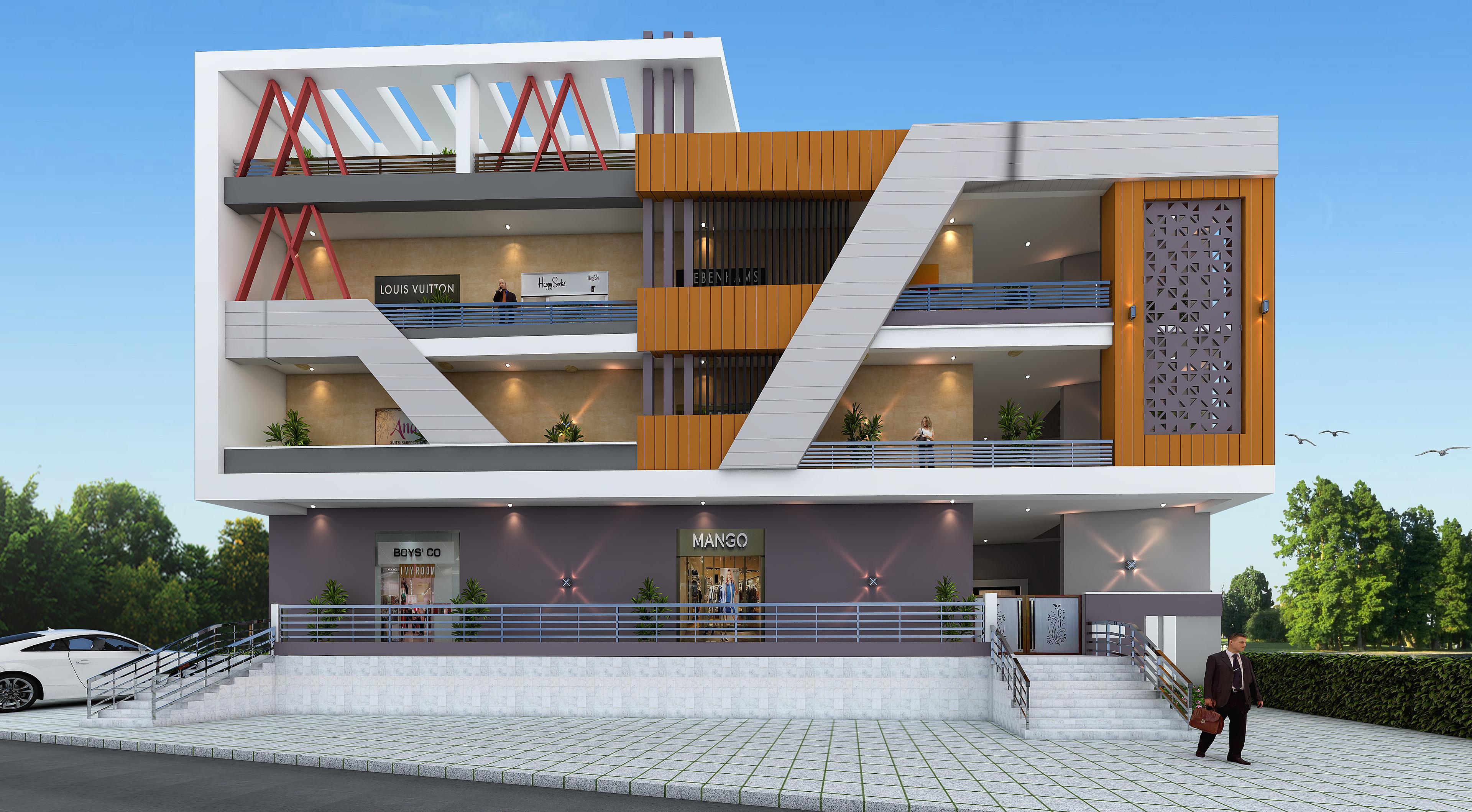 80X50 Shopping Mall Plan- 4000 sq ft Commercial House Design at Dunera [PB]