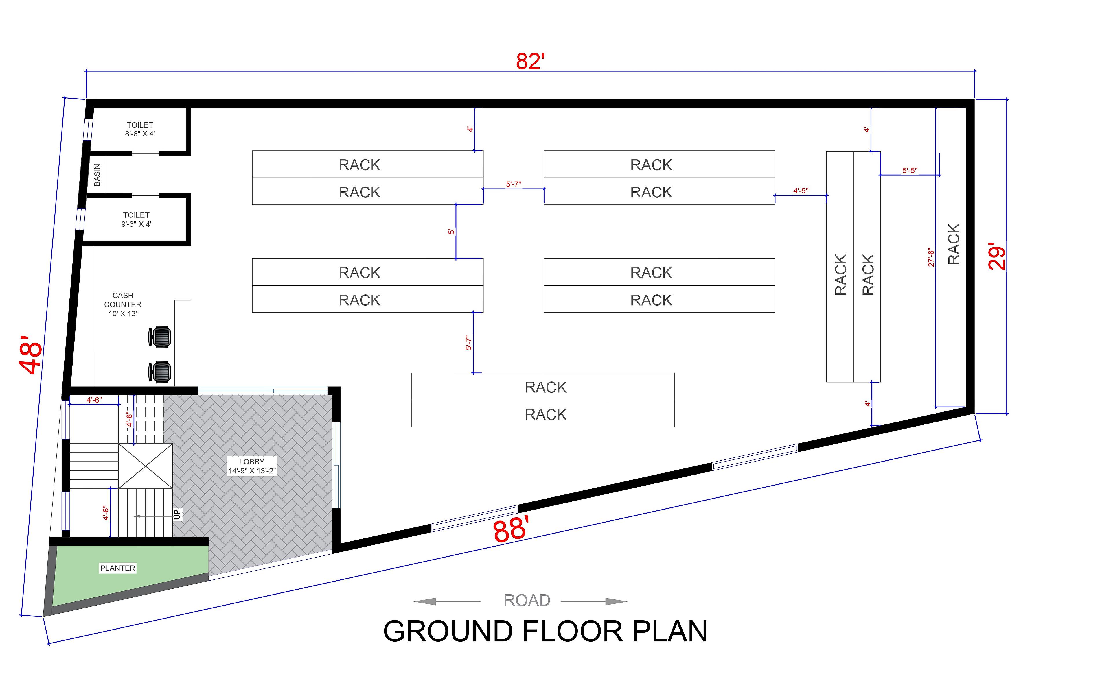 80X50 Shopping Mall Plan- 4000 sq ft Commercial House Design at Dunera thumbnail 2 — Project ID 6729