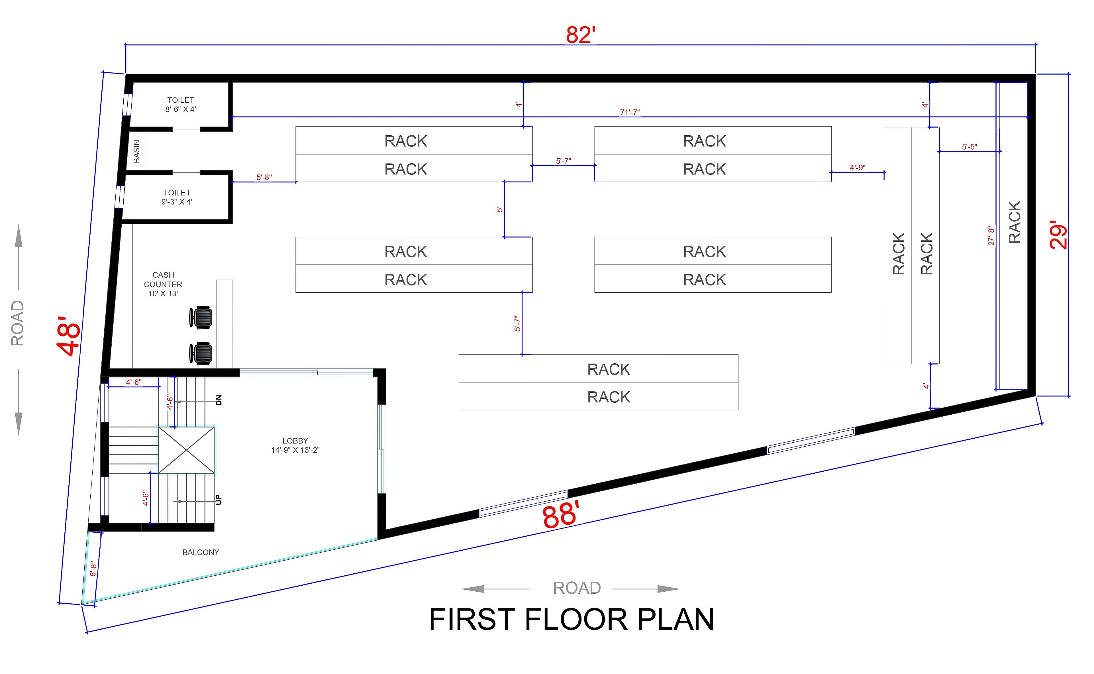 80X50 Shopping Mall Plan- 4000 sq ft Commercial House Design at Dunera thumbnail 3 — Project ID 6729