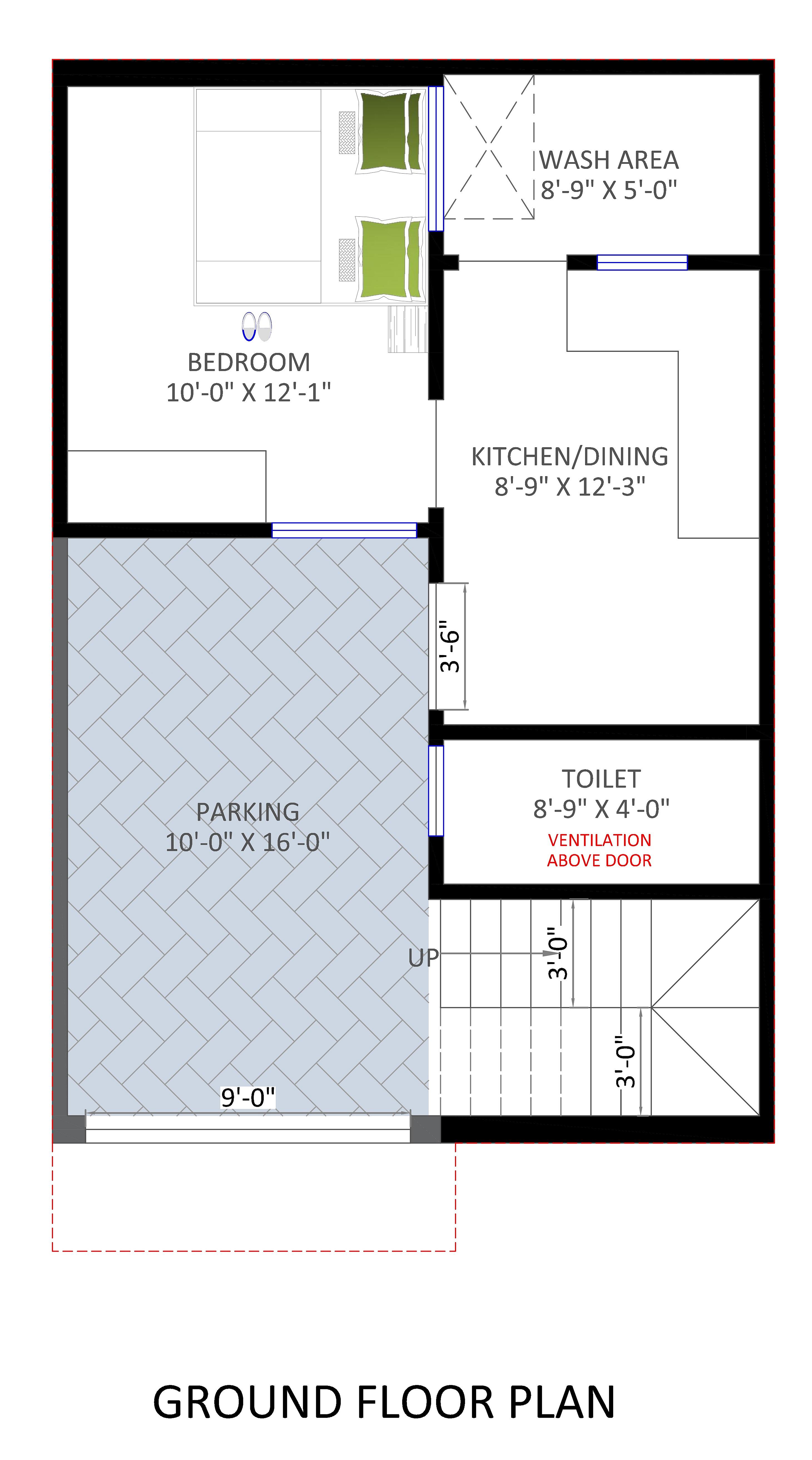 20X30 House Plan- 600 sq ft Residential House Design at Lucknow thumbnail 2 — Project ID 6731