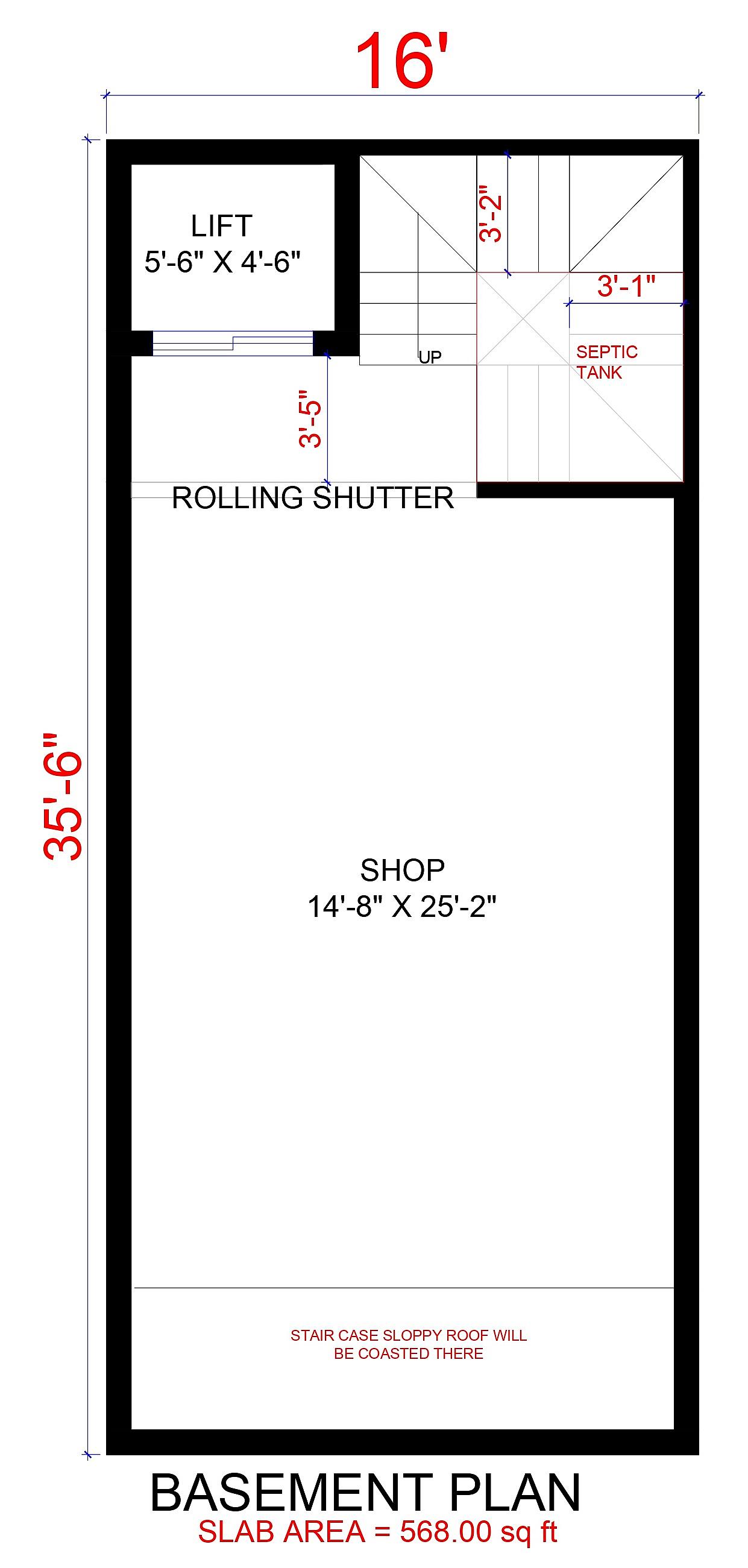 16X36 House With Shop Plan- 576 sq ft Residential Cum Commercial House Design at Bihar Sharif thumbnail 2 — Project ID 6739