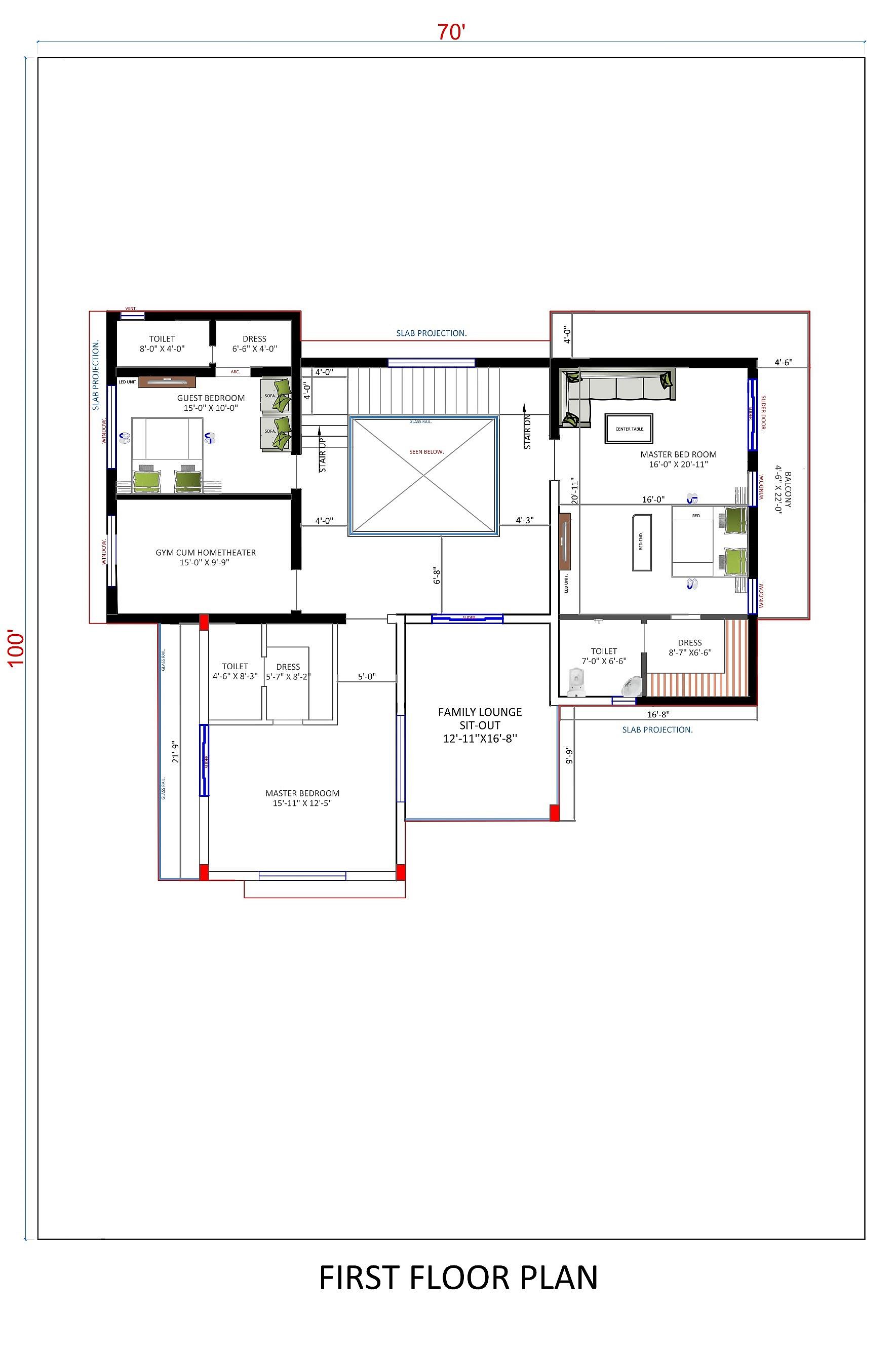 70X100 House Plan- 7000 sq ft Residential House Design at Aurangabad thumbnail 3 — Project ID 6740