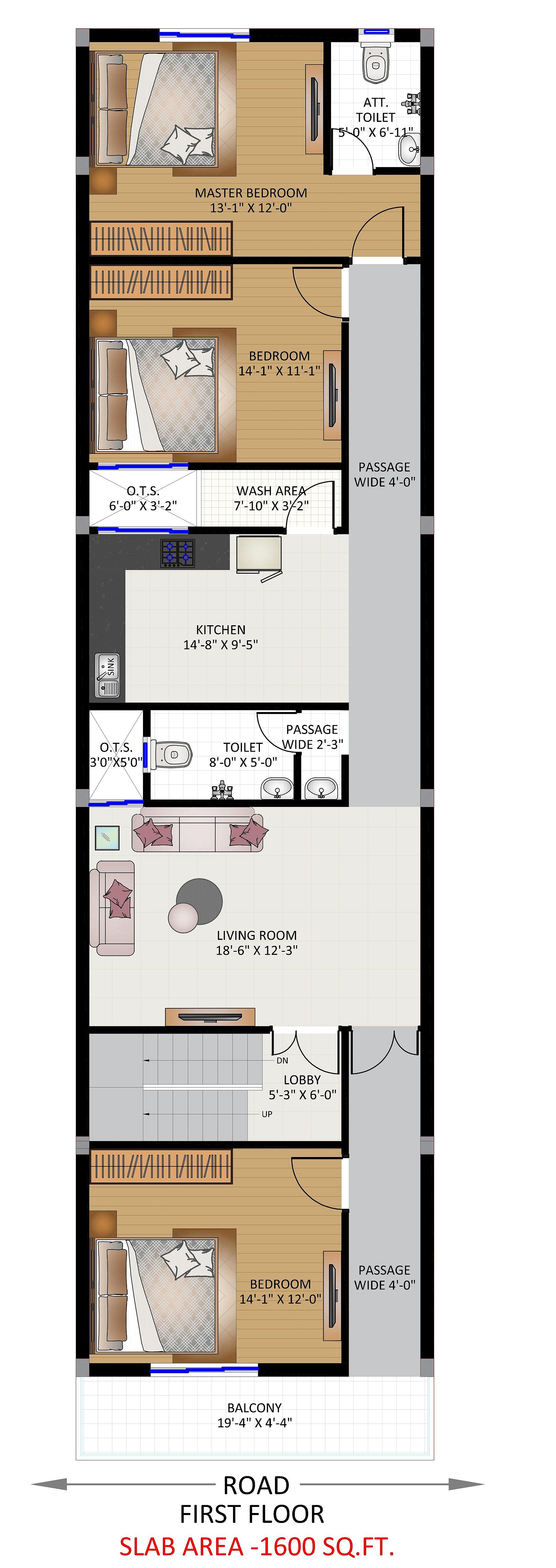 20X80 House Plan- 1600 sq ft Residential House Design at Pukhraayan thumbnail 2 — Project ID 6751