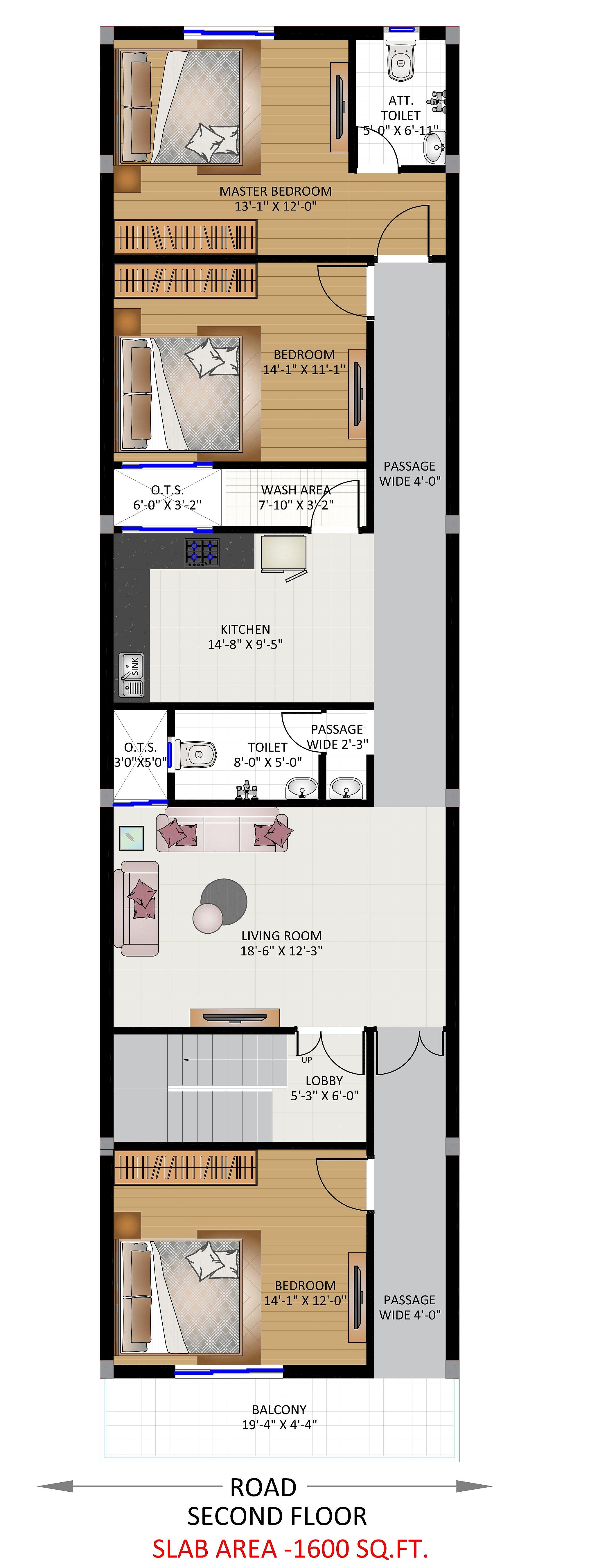 20X80 House Plan- 1600 sq ft Residential House Design at Pukhraayan thumbnail 3 — Project ID 6751