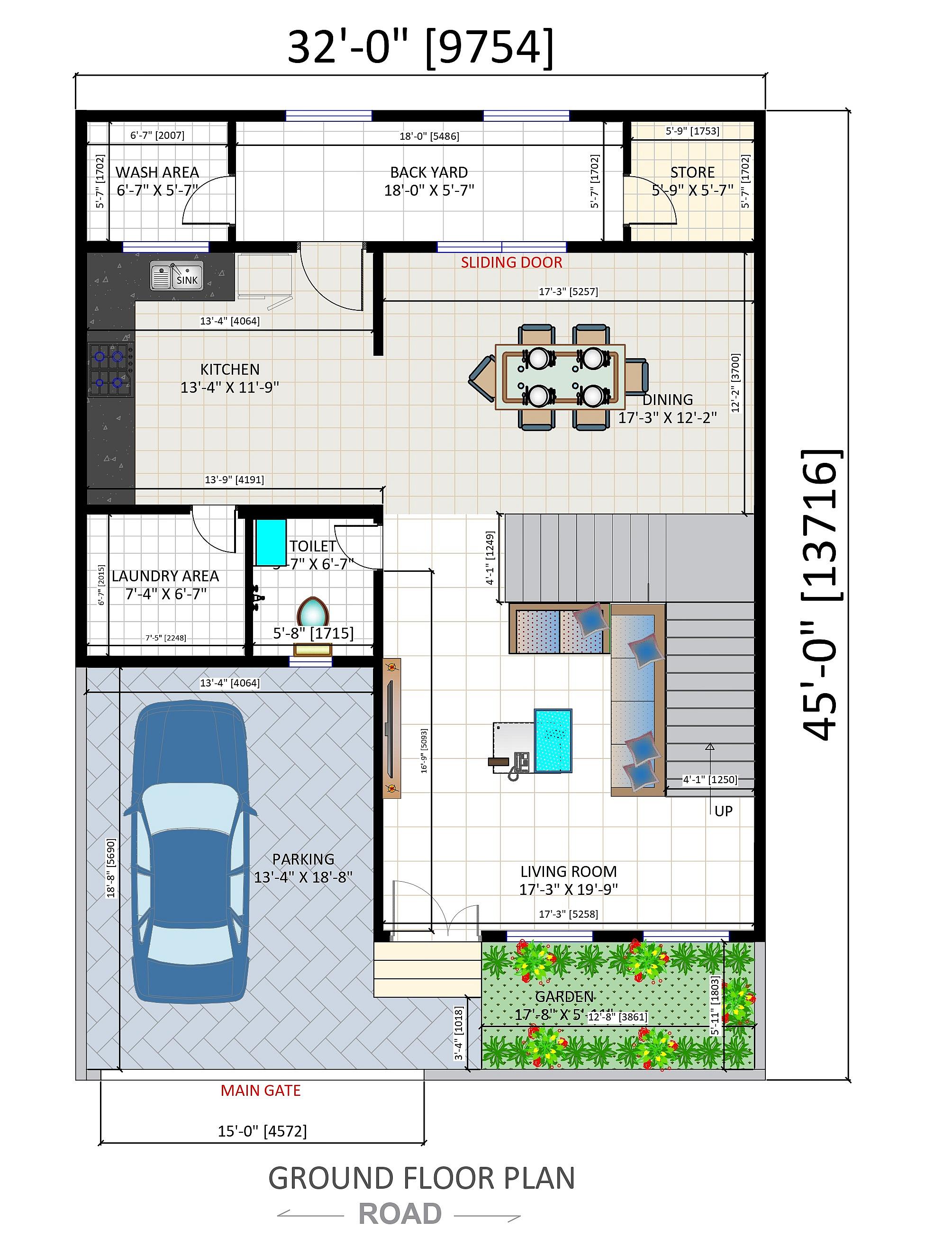 32X45 House Plan- 1440 sq ft Residential House Design at Kampala thumbnail 2 — Project ID 6756