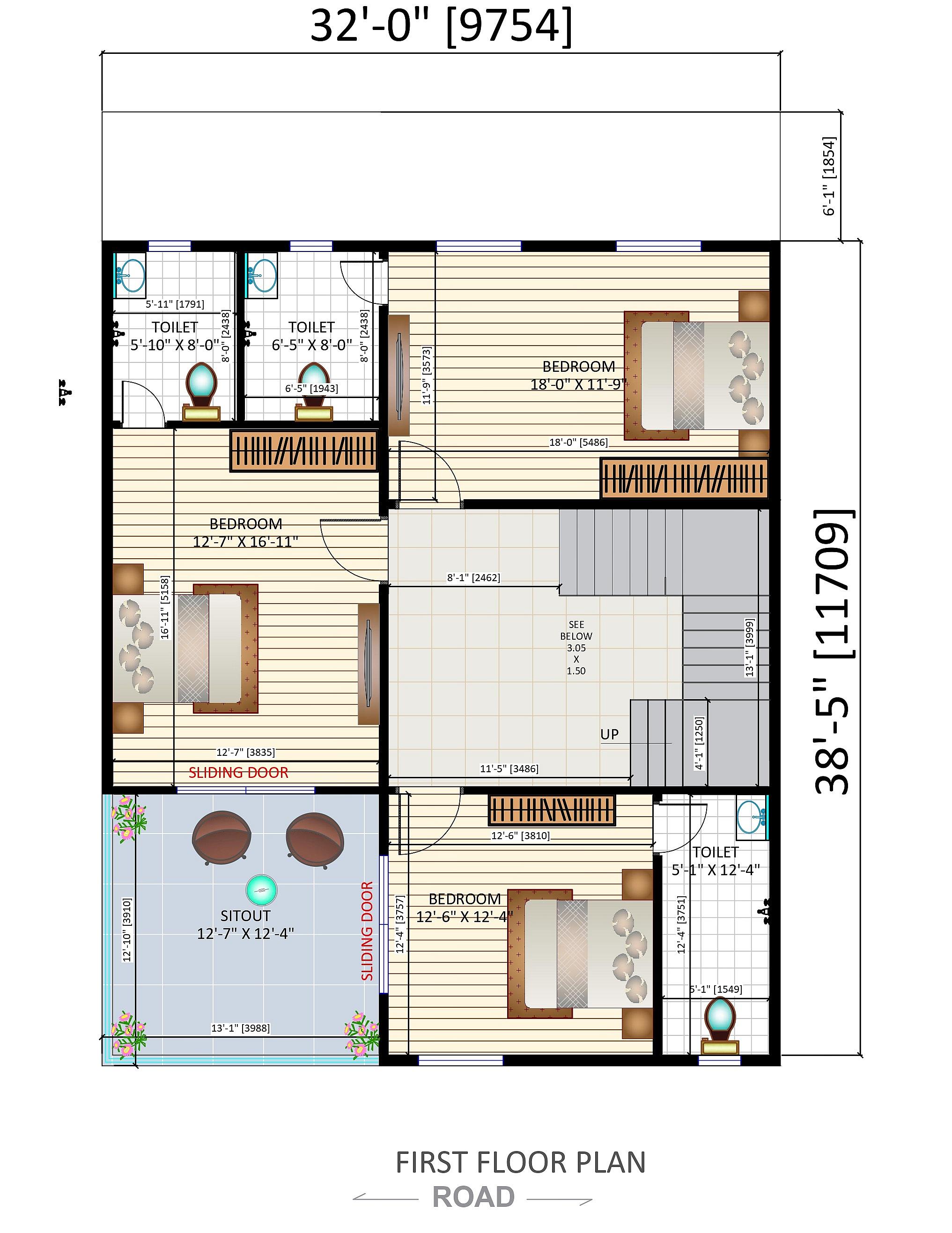 32X45 House Plan- 1440 sq ft Residential House Design at Kampala thumbnail 3 — Project ID 6756