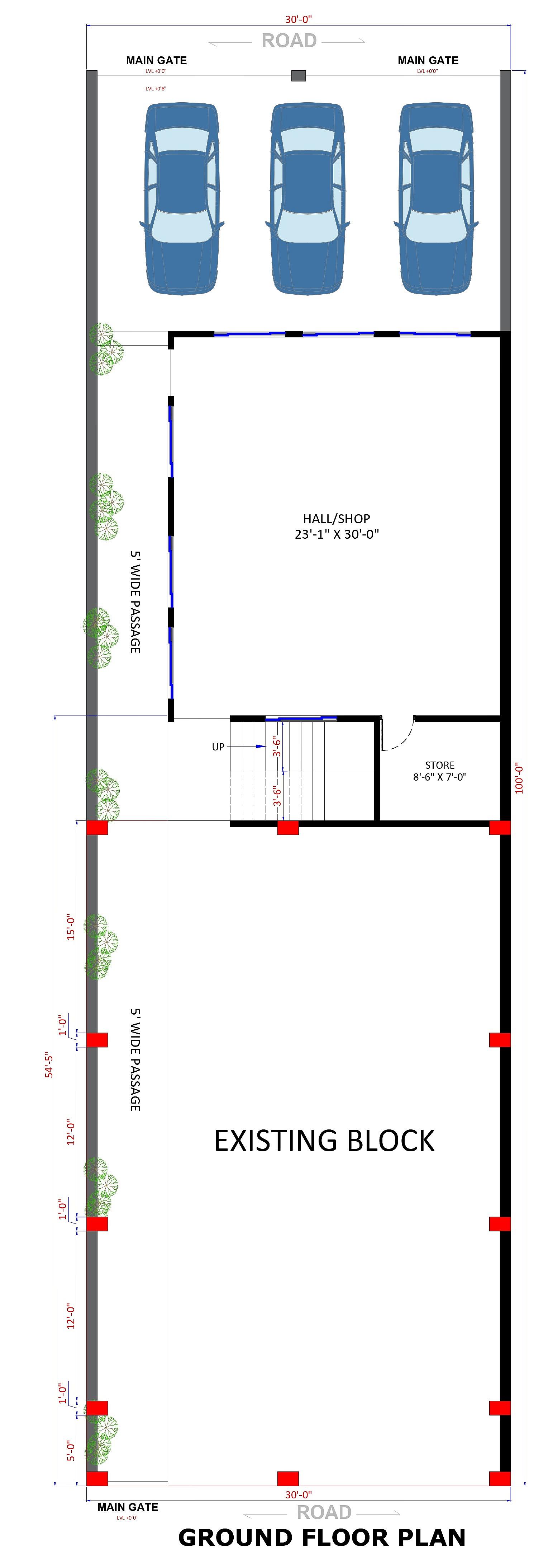 30X100 House With Shop Plan- 3000 sq ft Residential Cum Commercial House Design at Jambusar thumbnail 2 — Project ID 6765