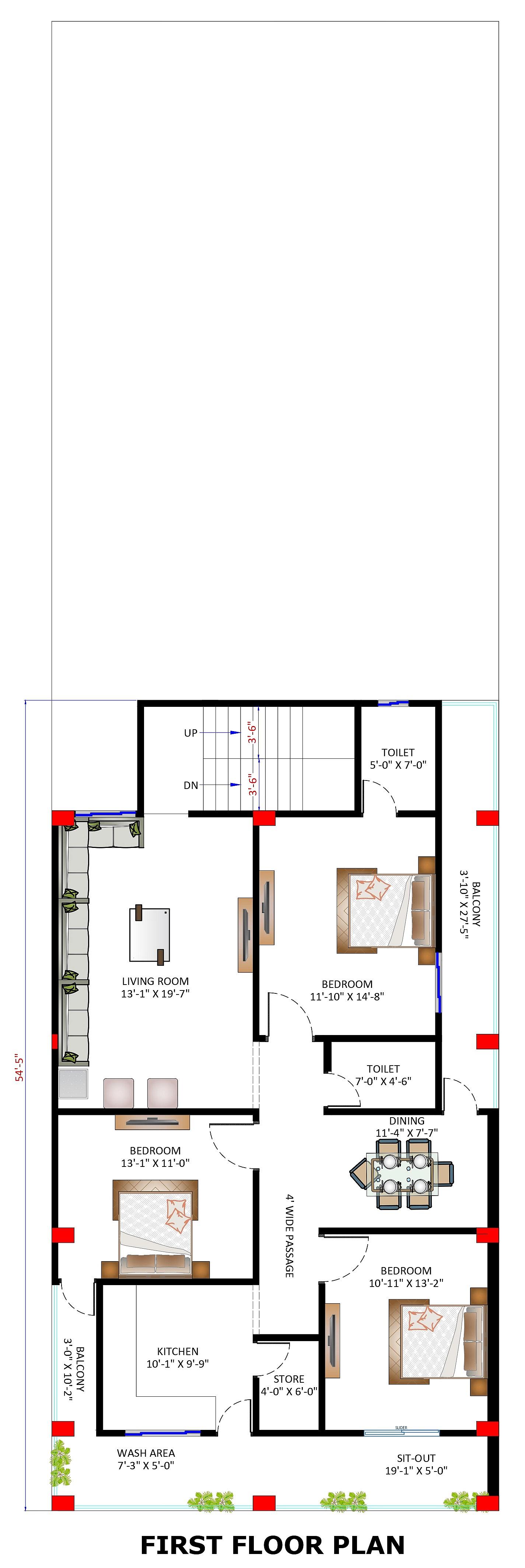 30X100 House With Shop Plan- 3000 sq ft Residential Cum Commercial House Design at Jambusar thumbnail 3 — Project ID 6765