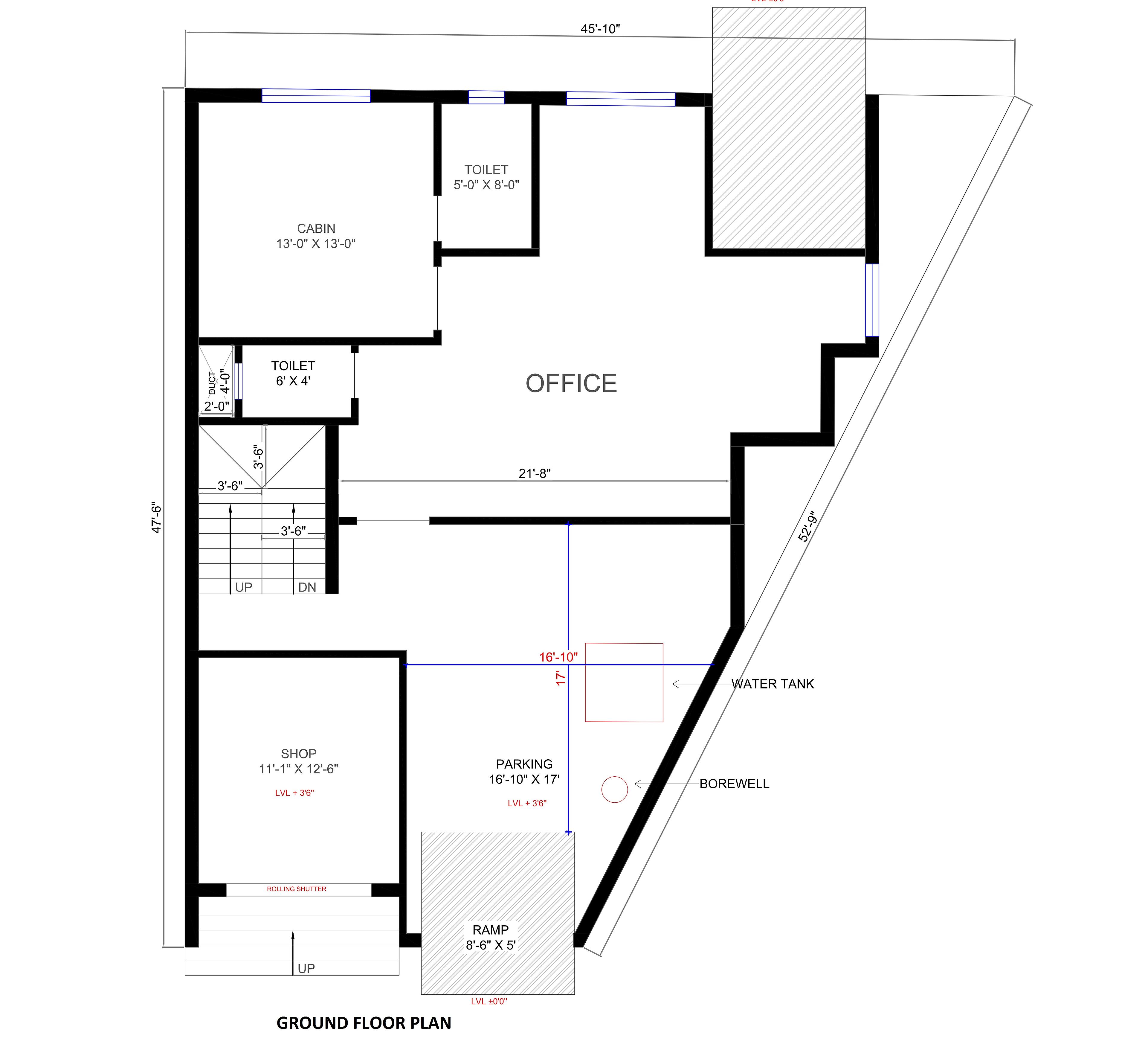 45X50 House With Office Plan- 2250 sq ft Residential Cum Commercial House Design at Jaipur thumbnail 2 — Project ID 6767