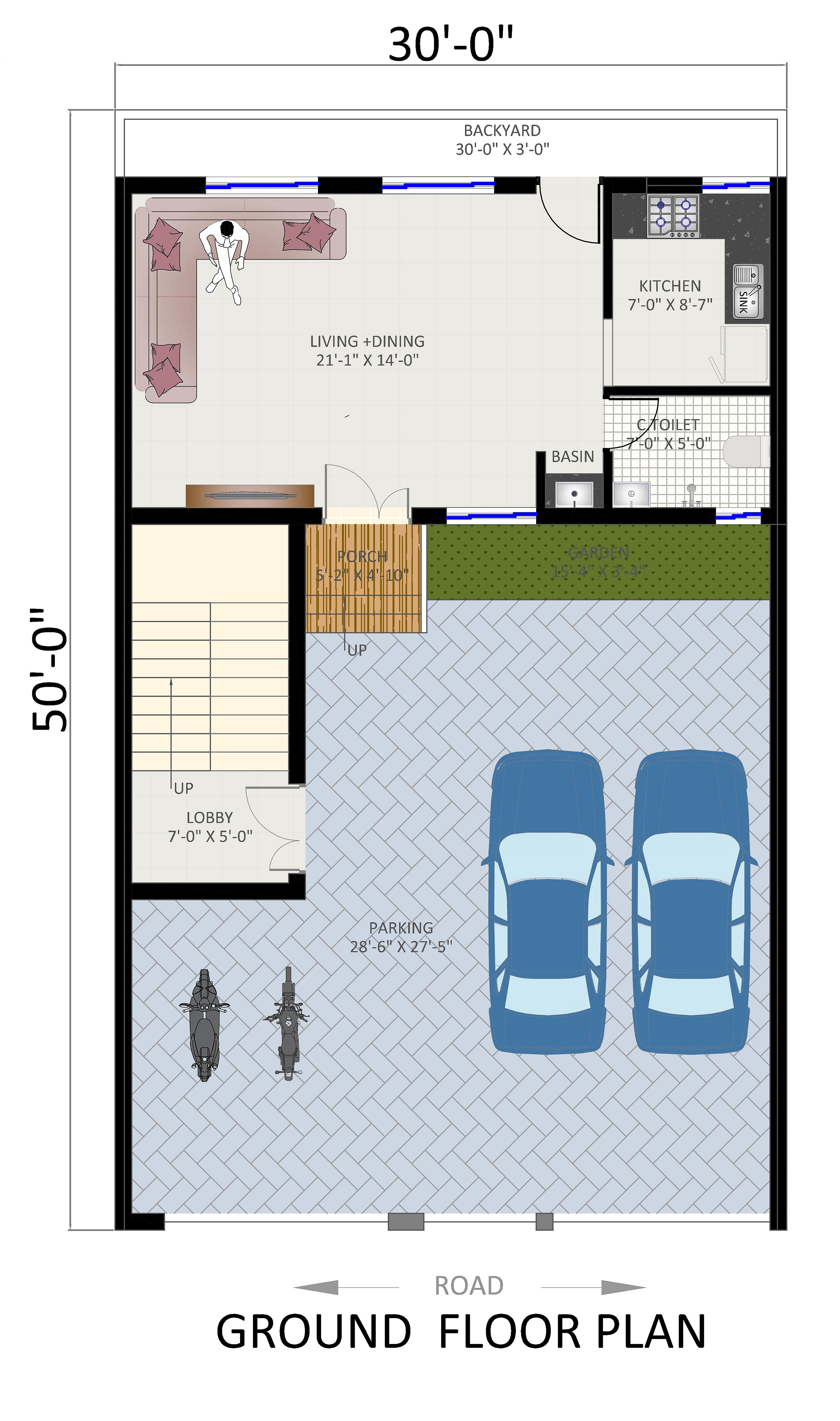 30X50 House Plan- 1500 sq ft Residential House Design at Nagpur — photo 2 — Project ID 6778