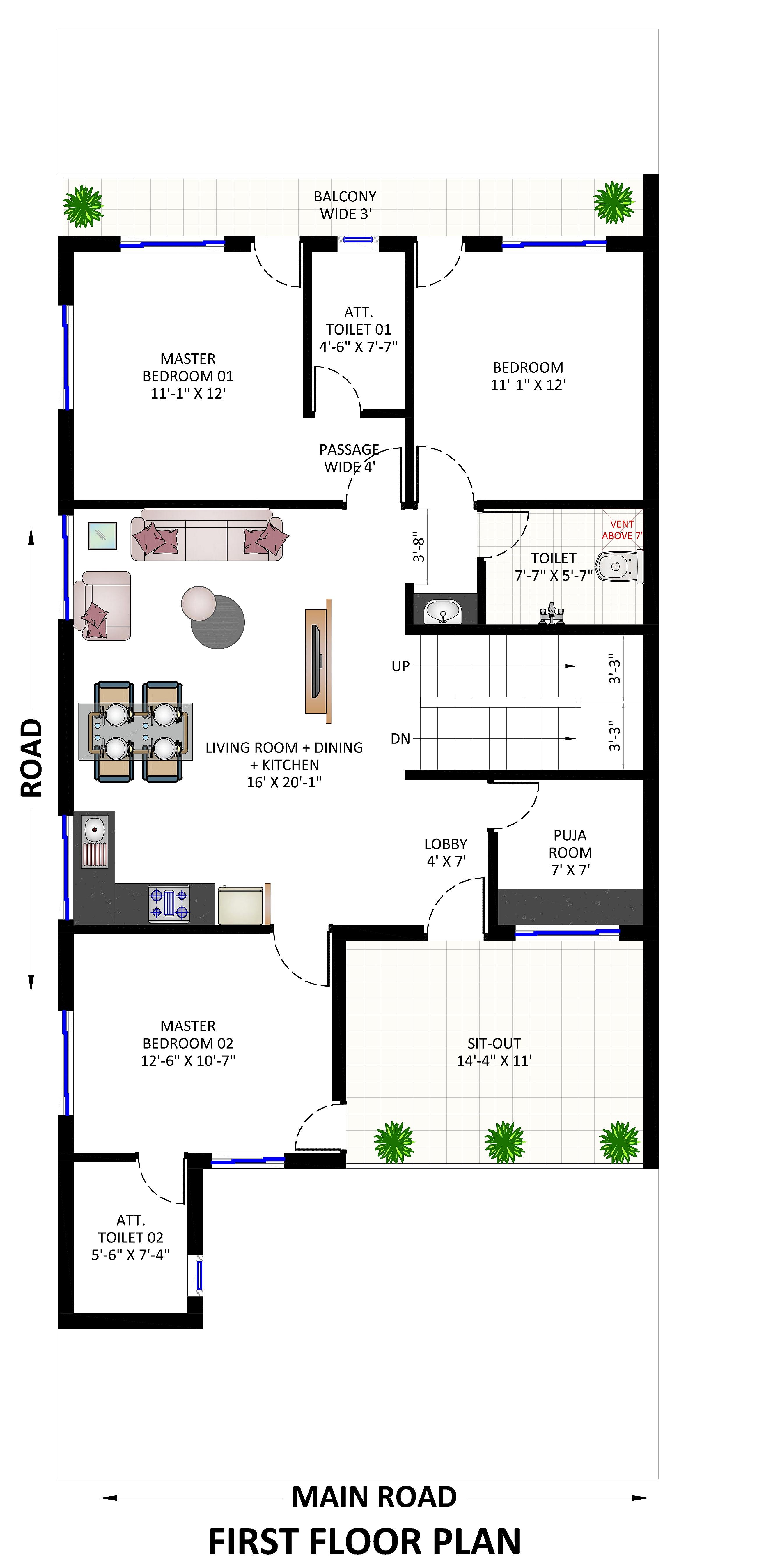 30X70 House Plan- 2100 sq ft Residential Cum Commercial House Design at Aligarh thumbnail 3 — Project ID 6785