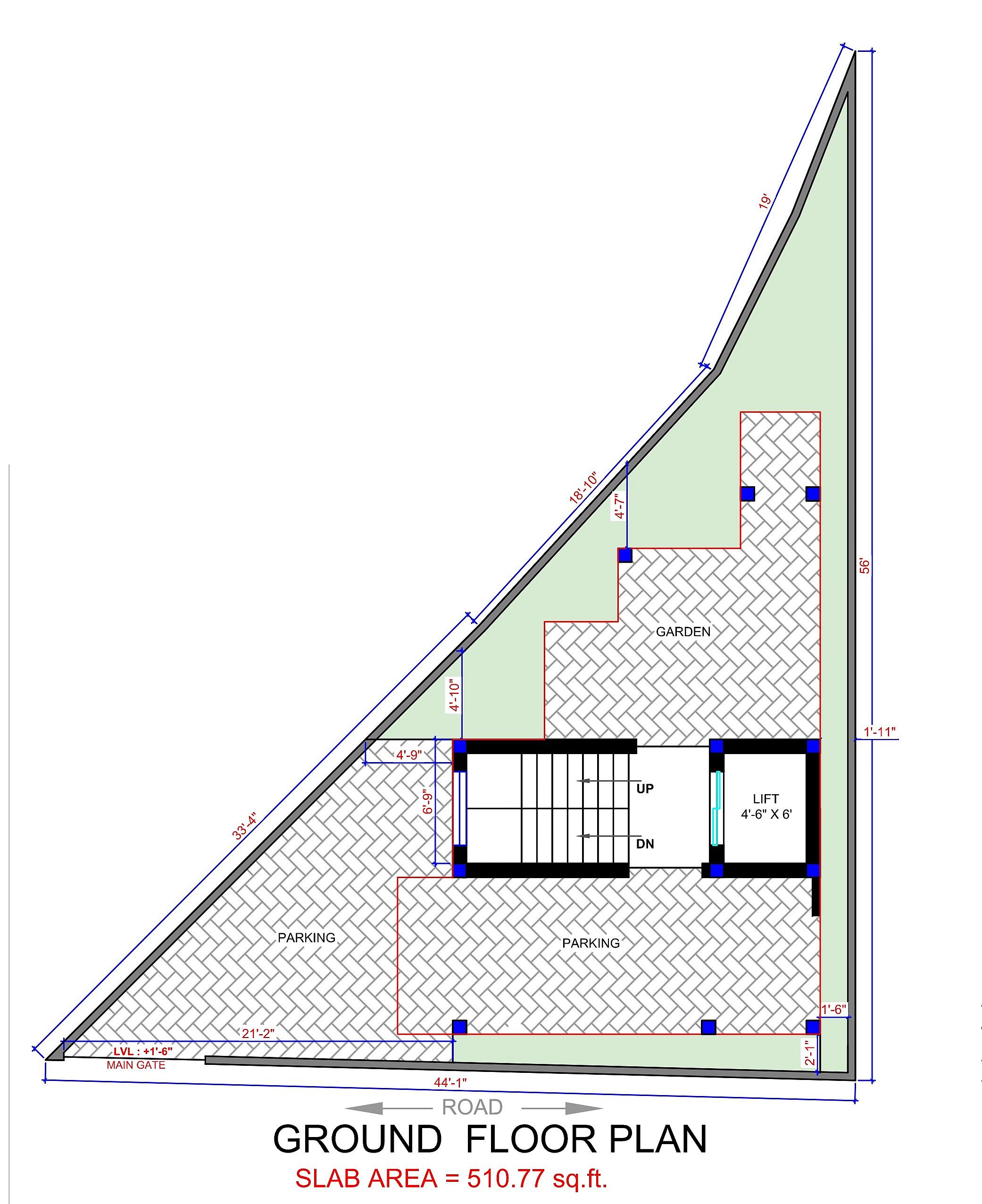 44X56 Apartment Plan- 2464 sq ft Residential Cum Commercial House Design at Pune [MH]